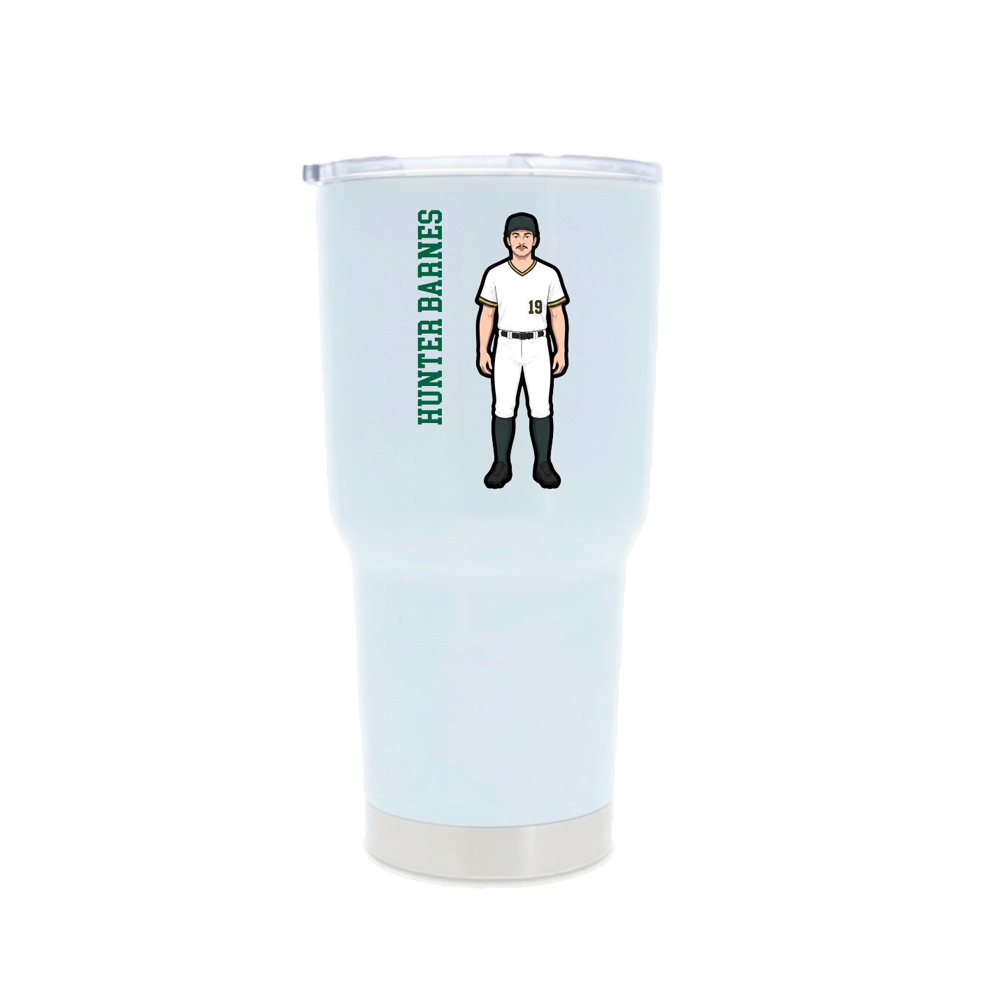 30oz Stainless Steel Tumbler — Name Vertical in White
