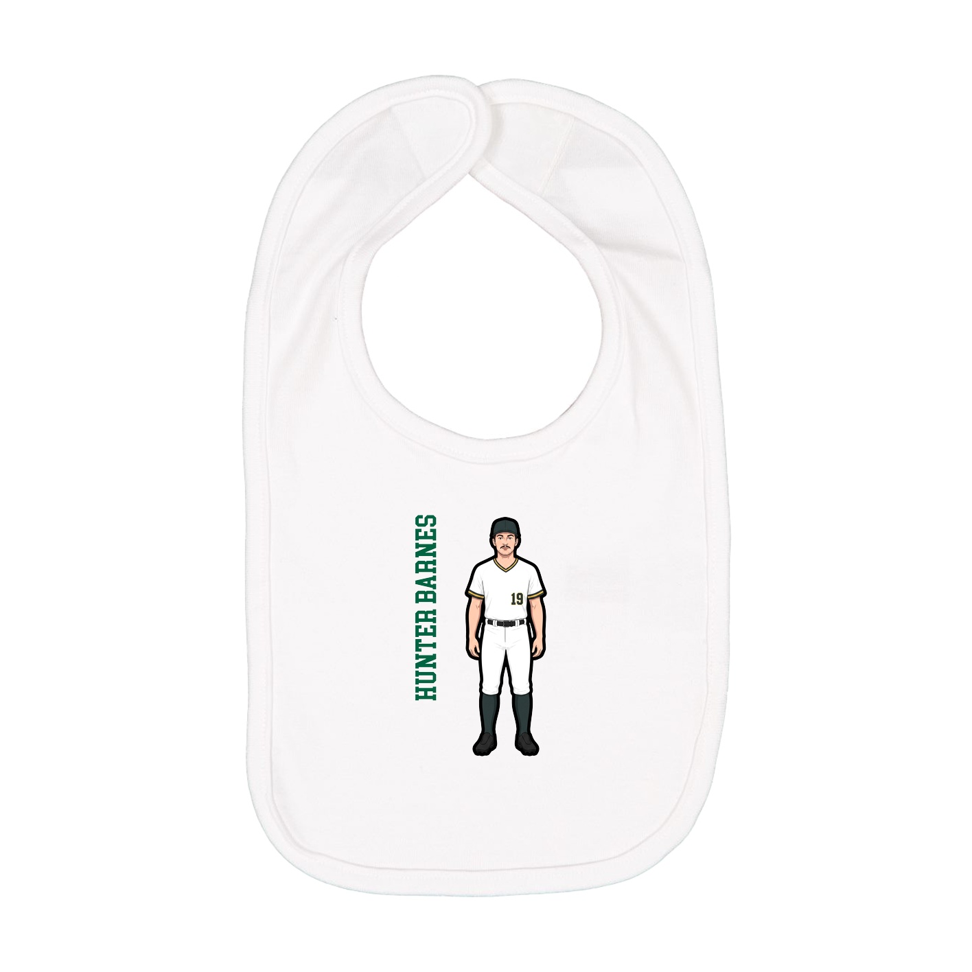 Infant Bib — Name Vertical in White