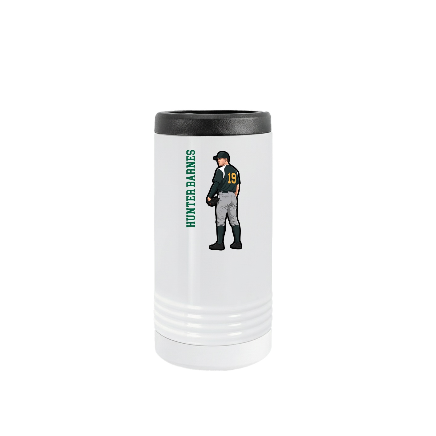 Slim Beverage Holder — Name Vertical in White