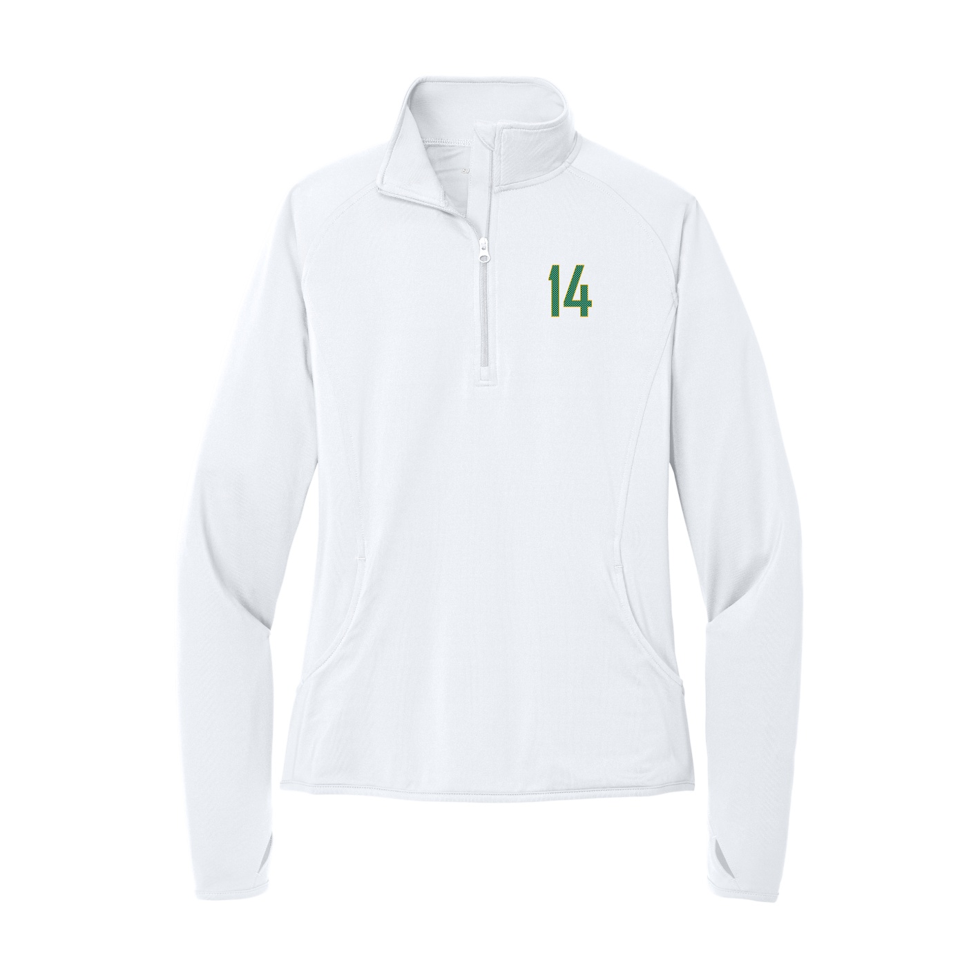 Women's Q-Zip Pullover — Front Shirsy in White