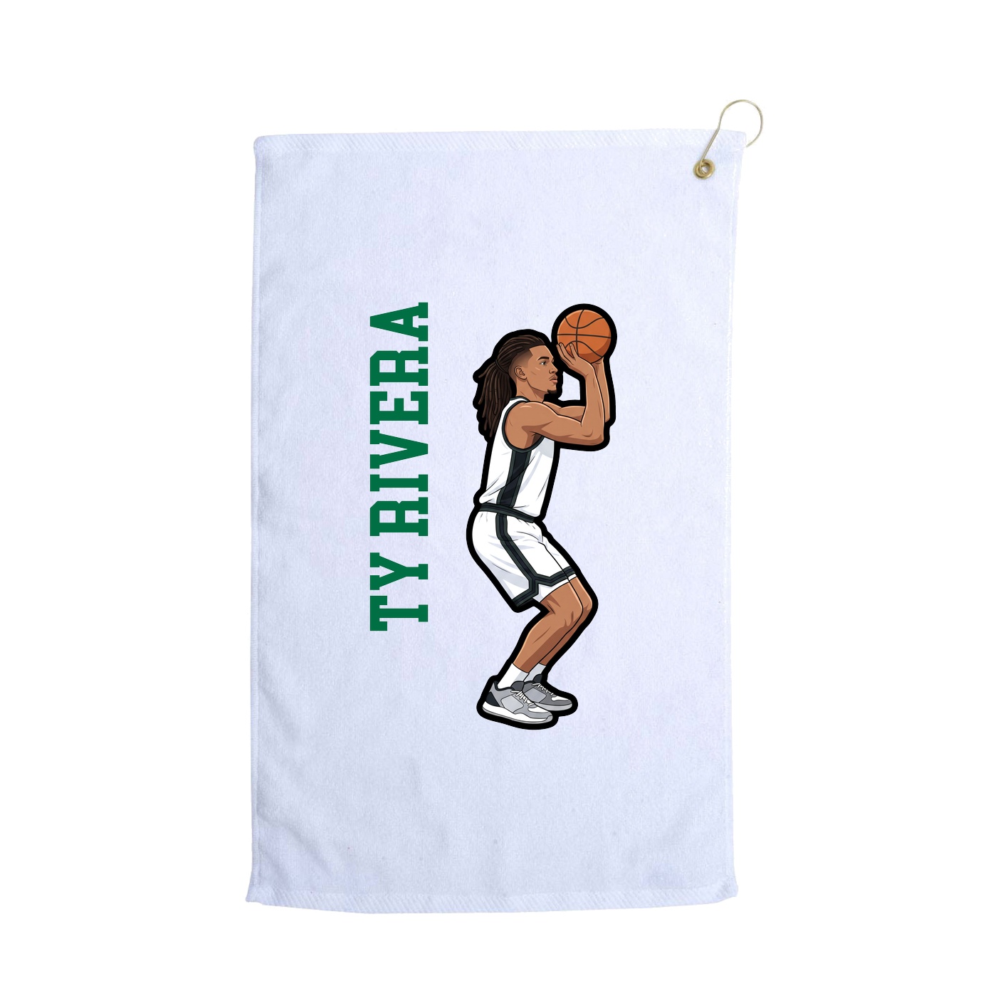 Golf Towel — Name Vertical in White