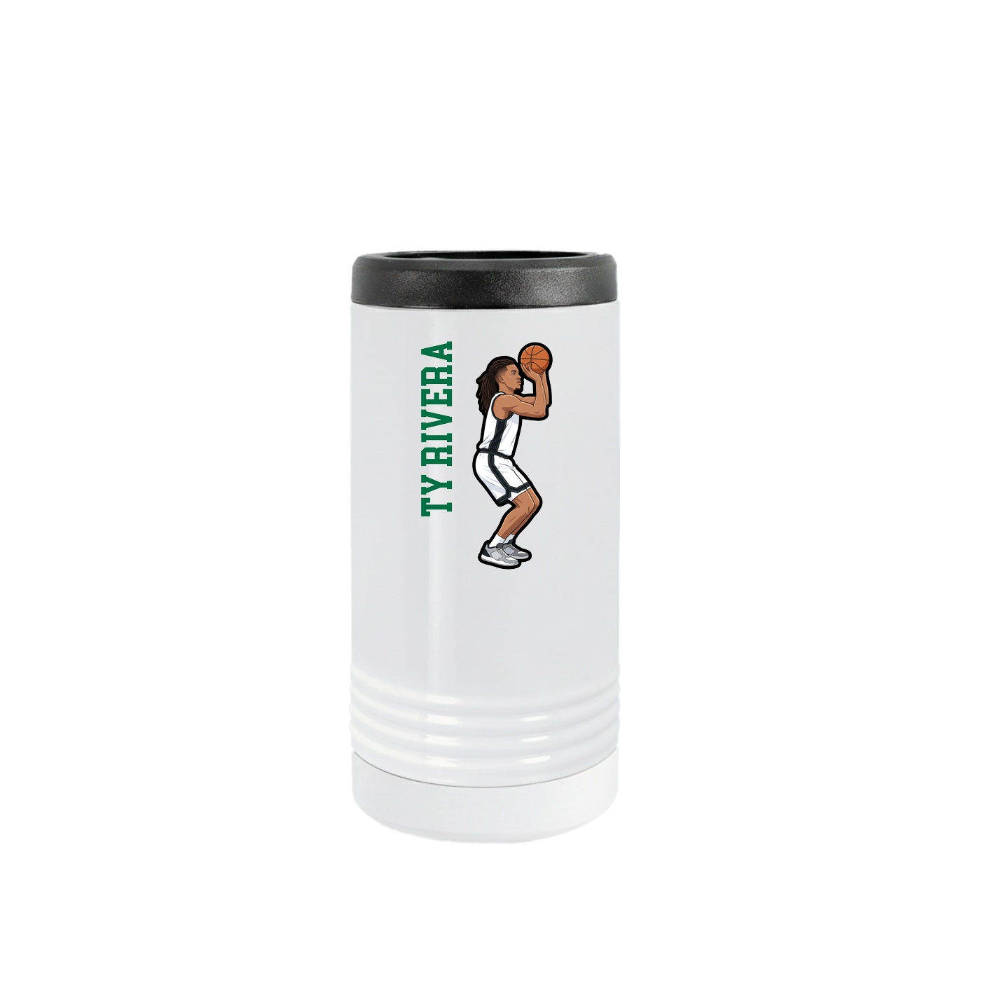 Slim Beverage Holder — Name Vertical in White
