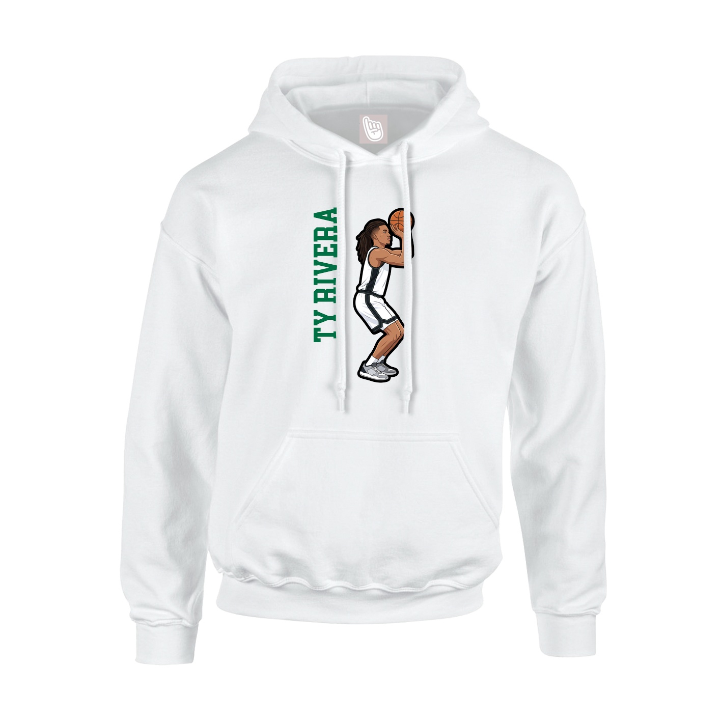 Youth Hoodie — Name Vertical in White