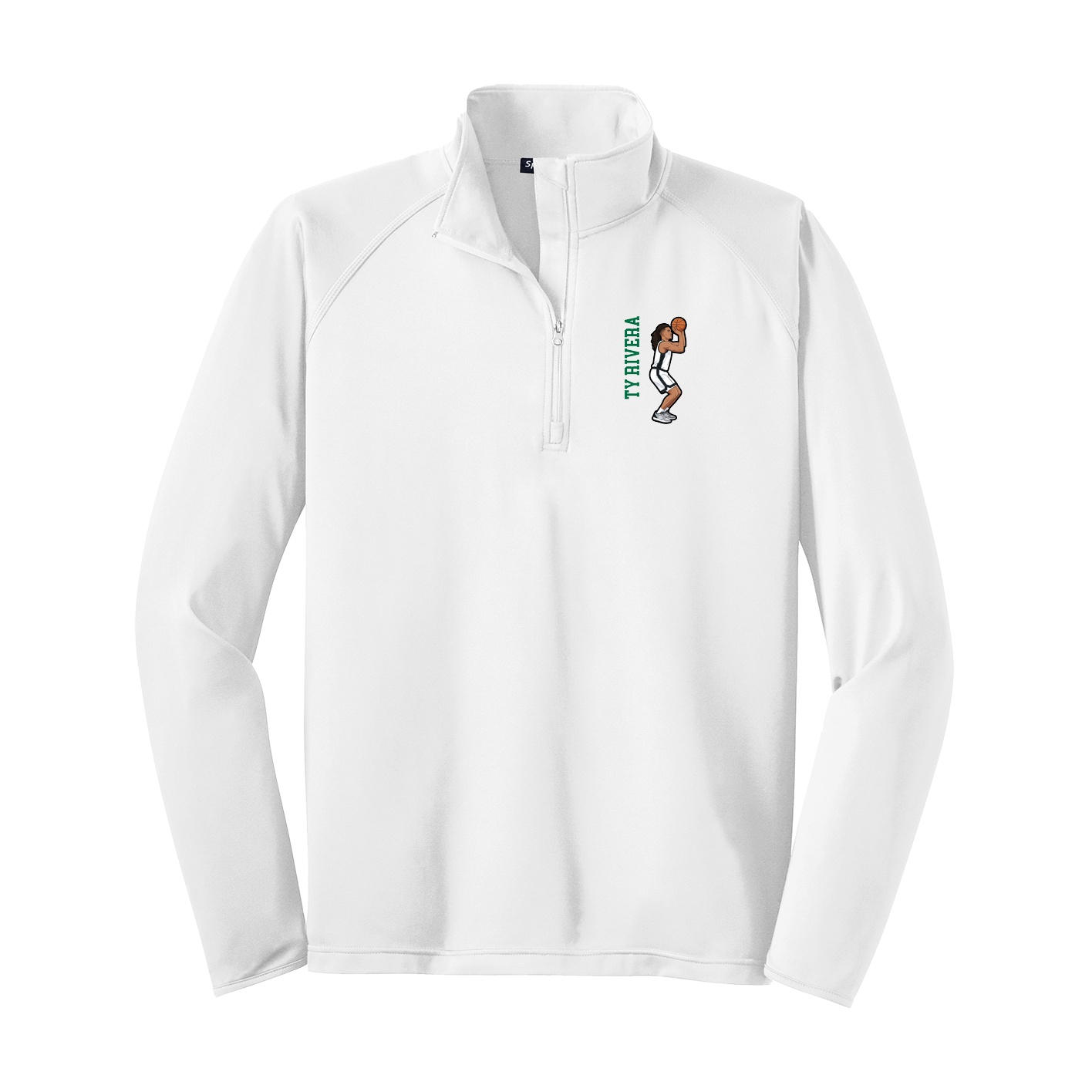 Q-Zip Pullover — Name Vertical in White