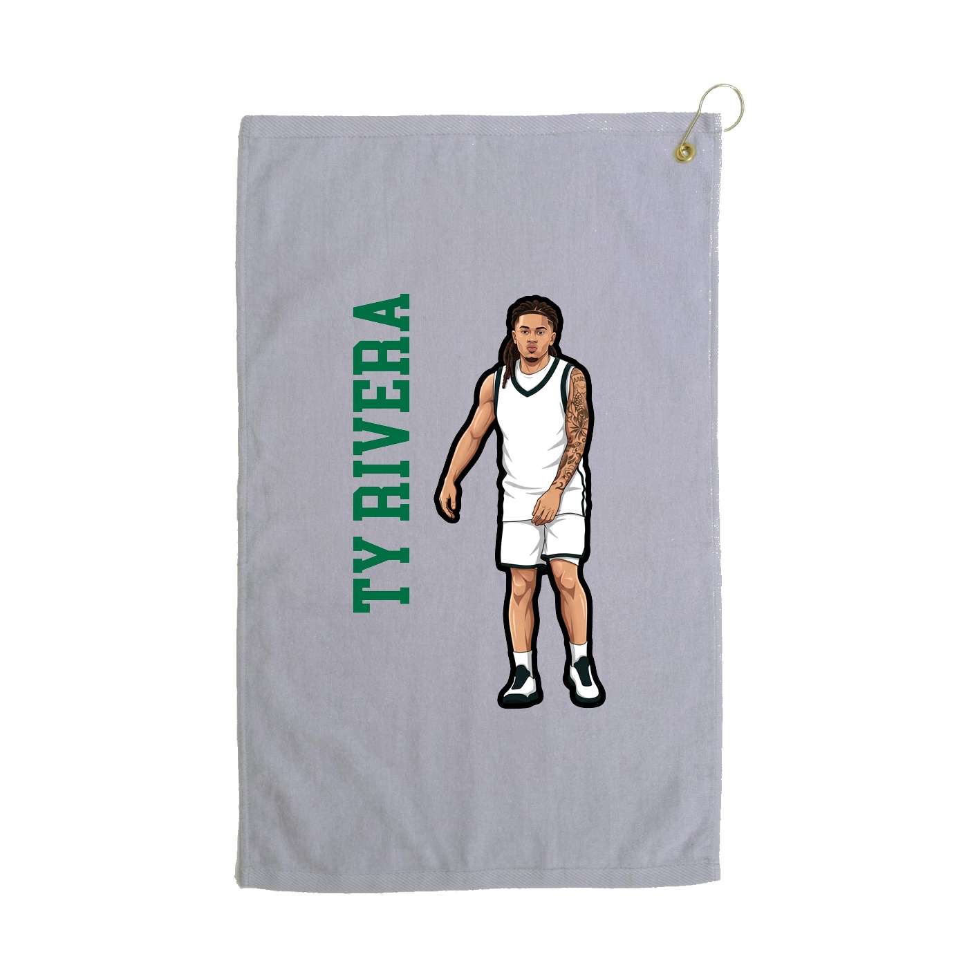 Golf Towel — Name Vertical in Grey
