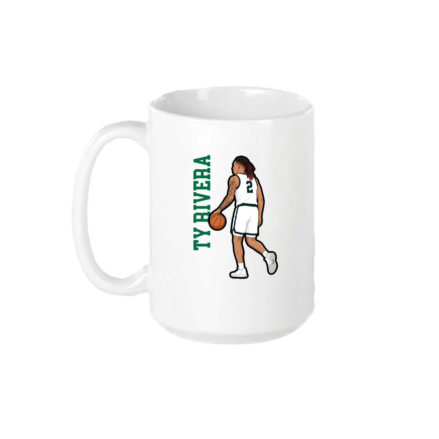 15oz Coffee Mug — Name Vertical in White