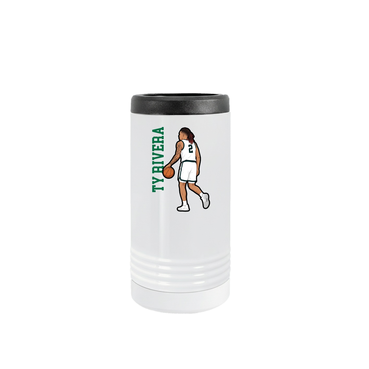 Slim Beverage Holder — Name Vertical in White