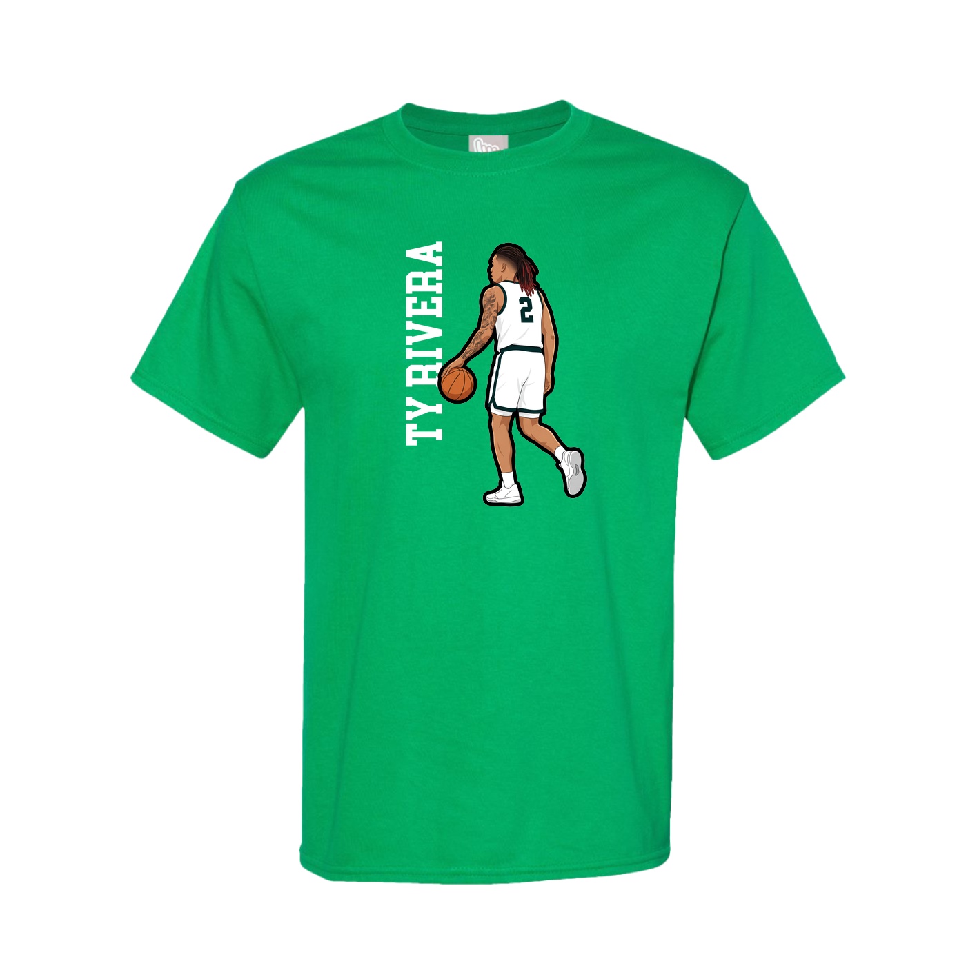 Tee — Name Vertical in Green