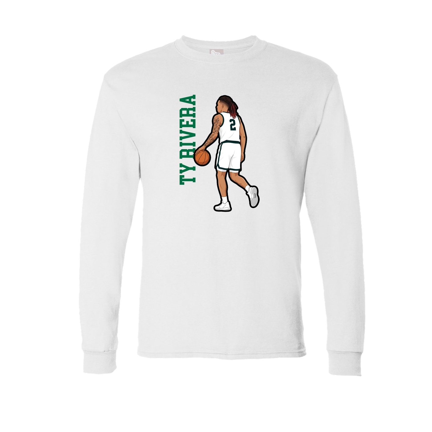 Long Sleeve Tee — Name Vertical in White