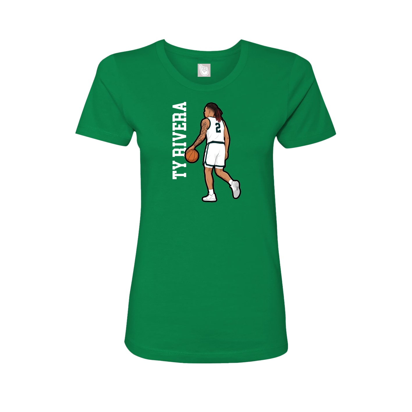 Fitted Women's Tee — Name Vertical in Green