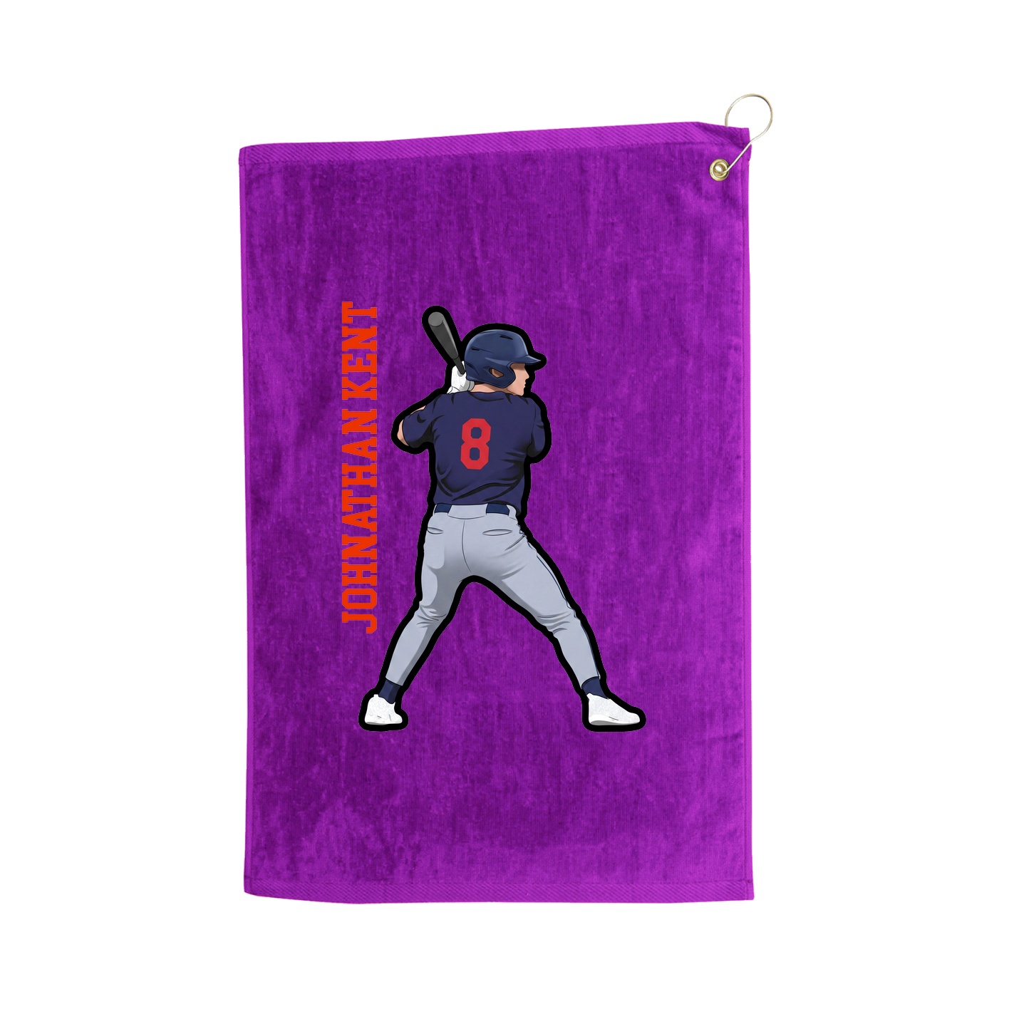 Golf Towel — Name Vertical in Purple
