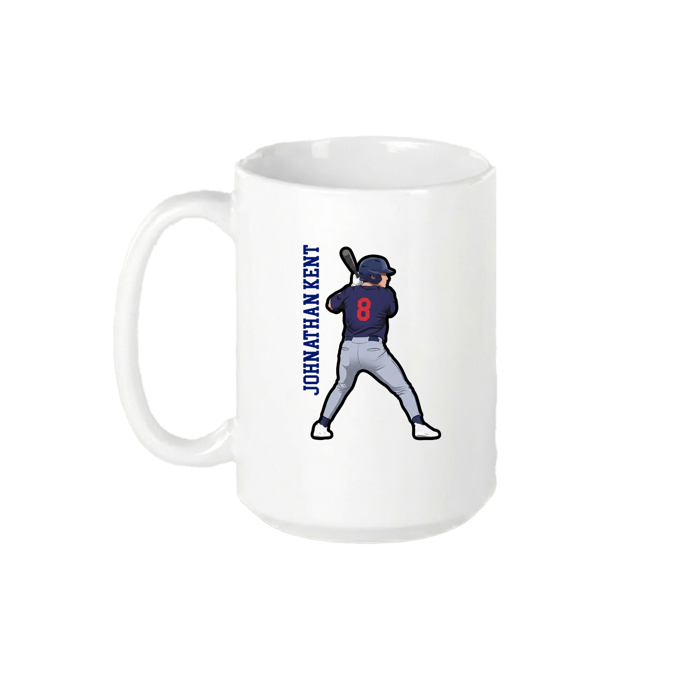 15oz Coffee Mug — Name Vertical in White