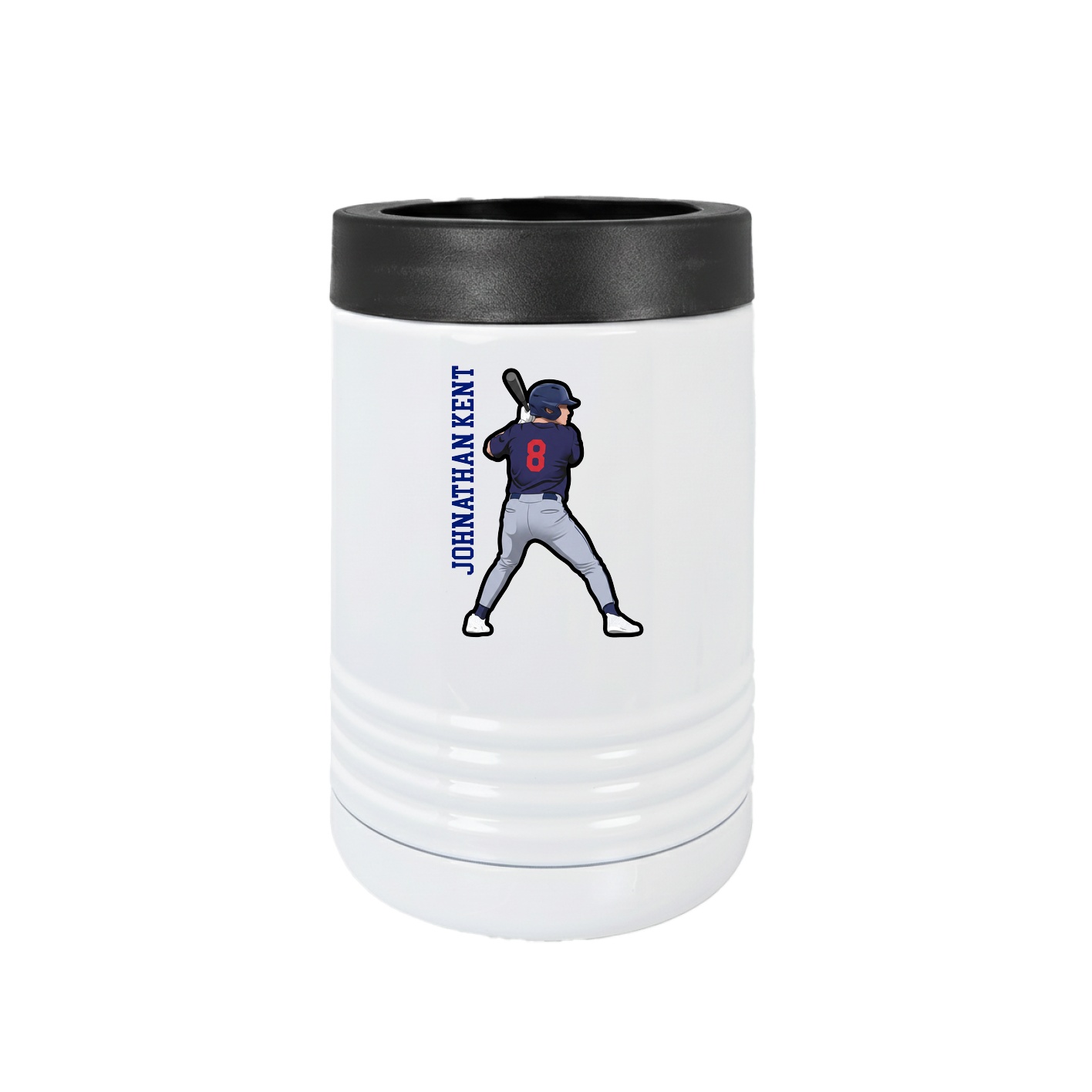 Beverage Holder — Name Vertical in White