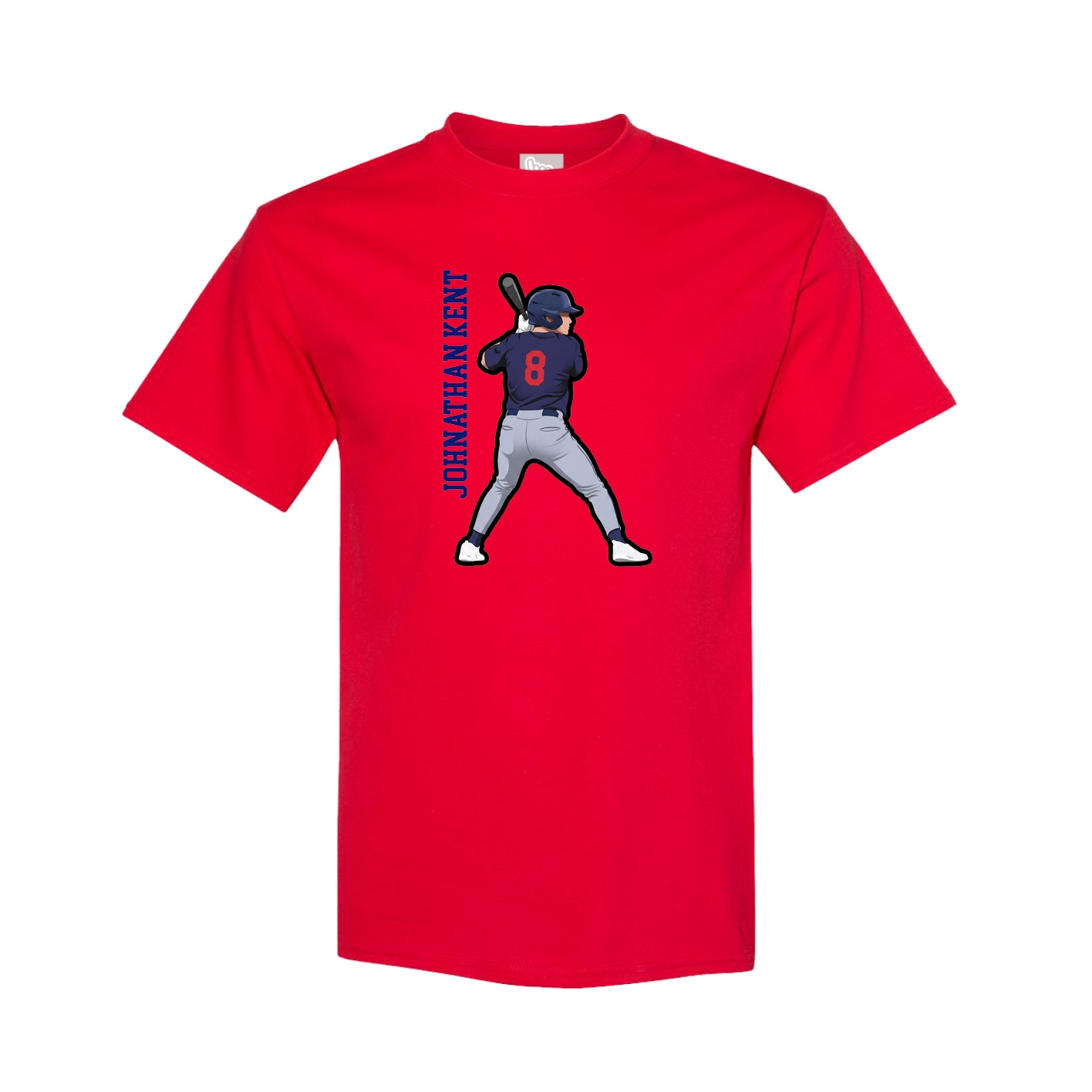 Tee — Name Vertical in Red