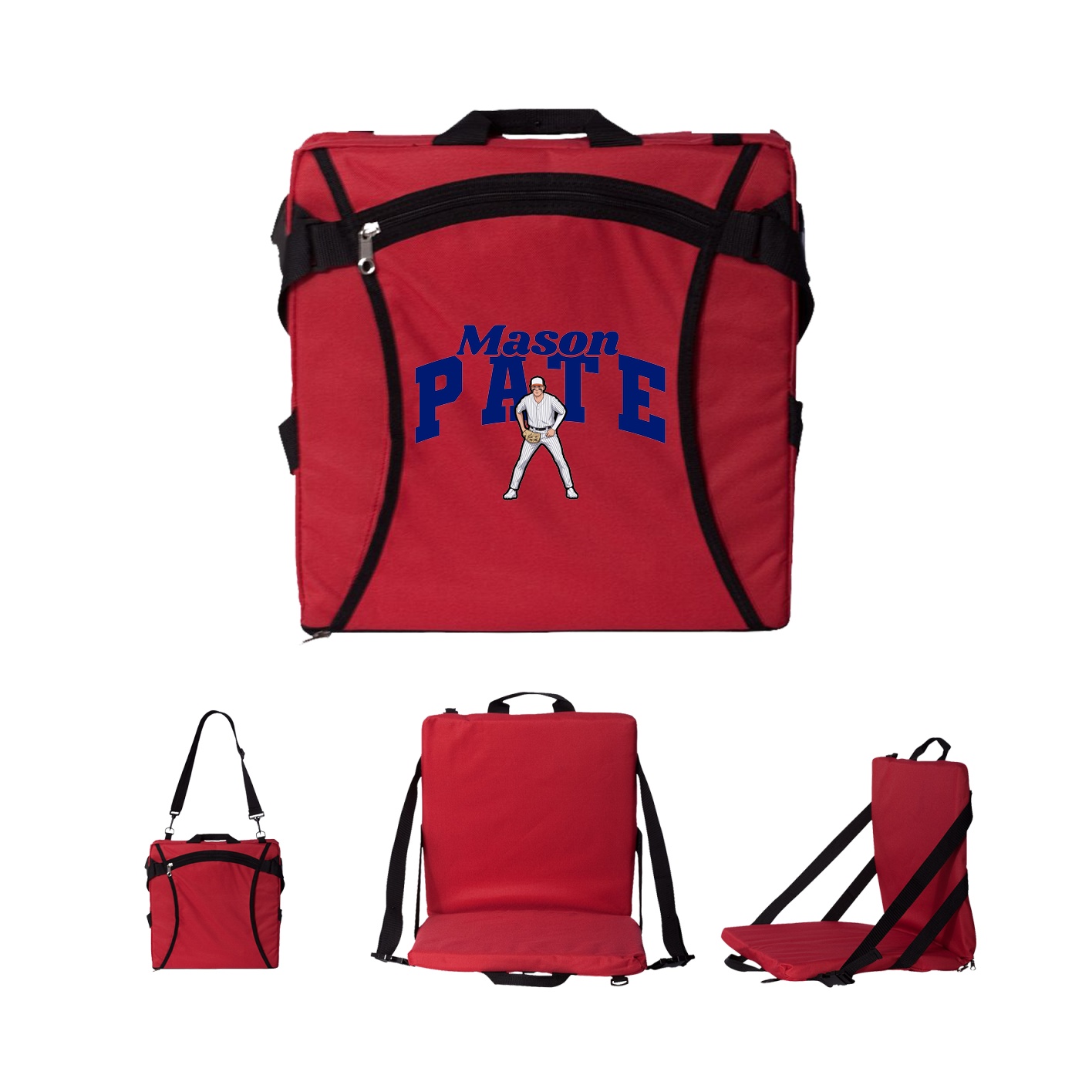 Folding Stadium Seat — Signature Arch in Red