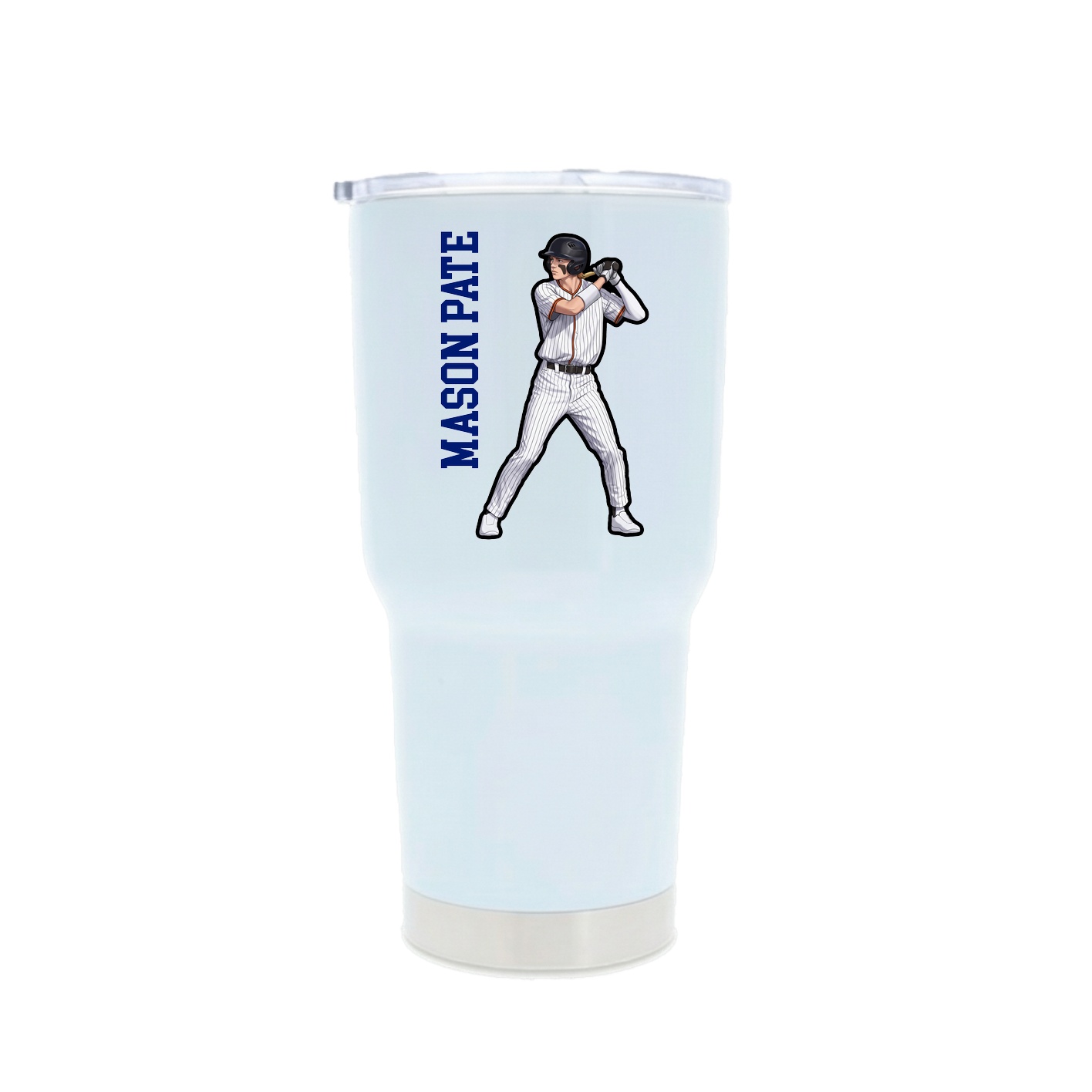 30oz Stainless Steel Tumbler — Name Vertical in White