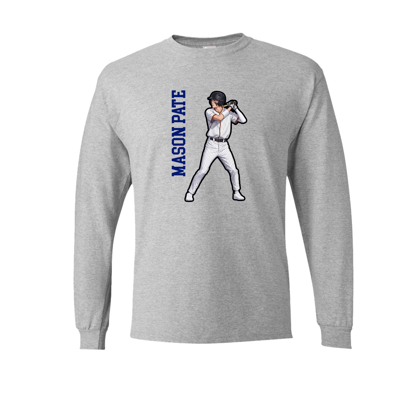 Long Sleeve Tee — Name Vertical in Grey