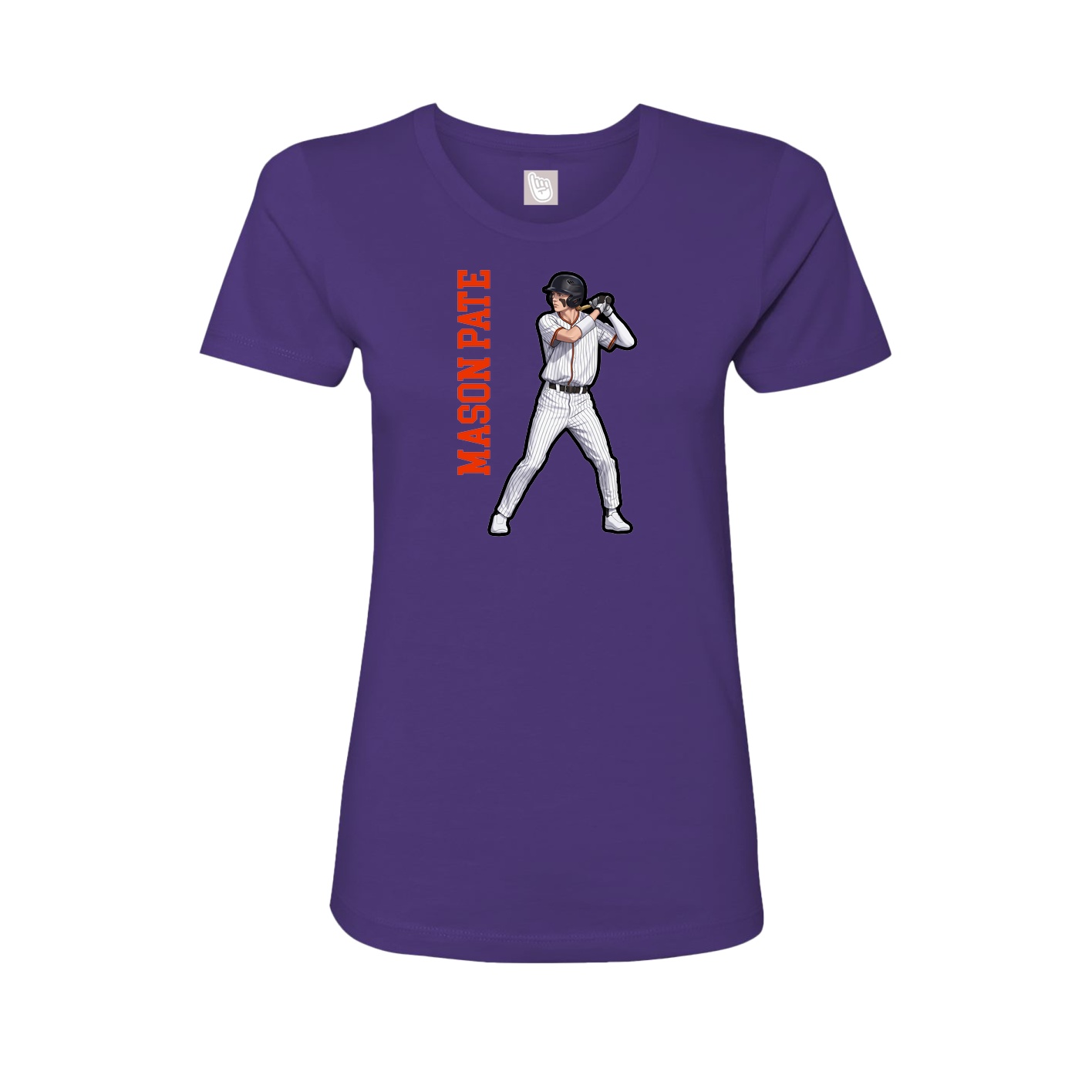 Fitted Women's Tee — Name Vertical in Purple