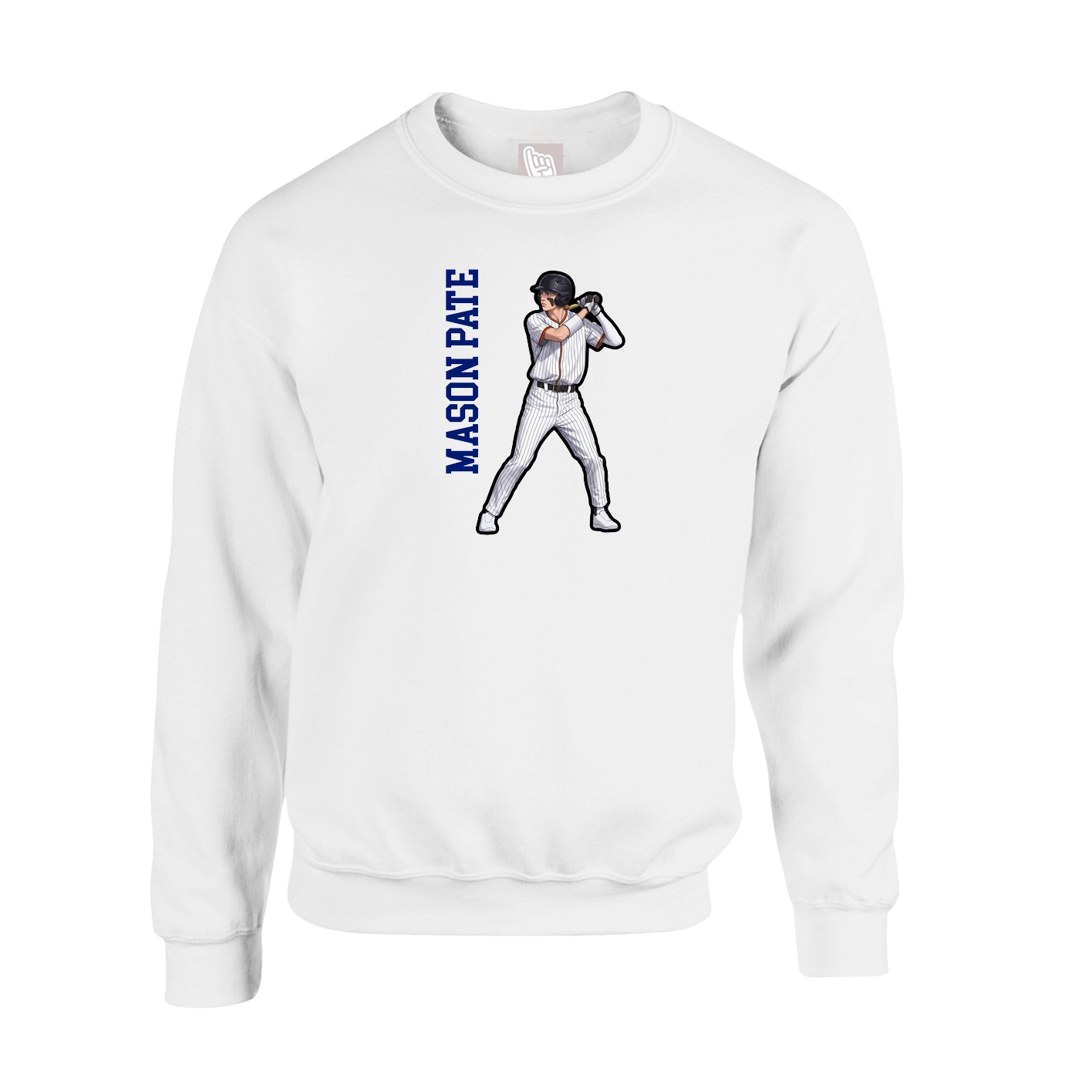 Fleece Crew — Name Vertical in White