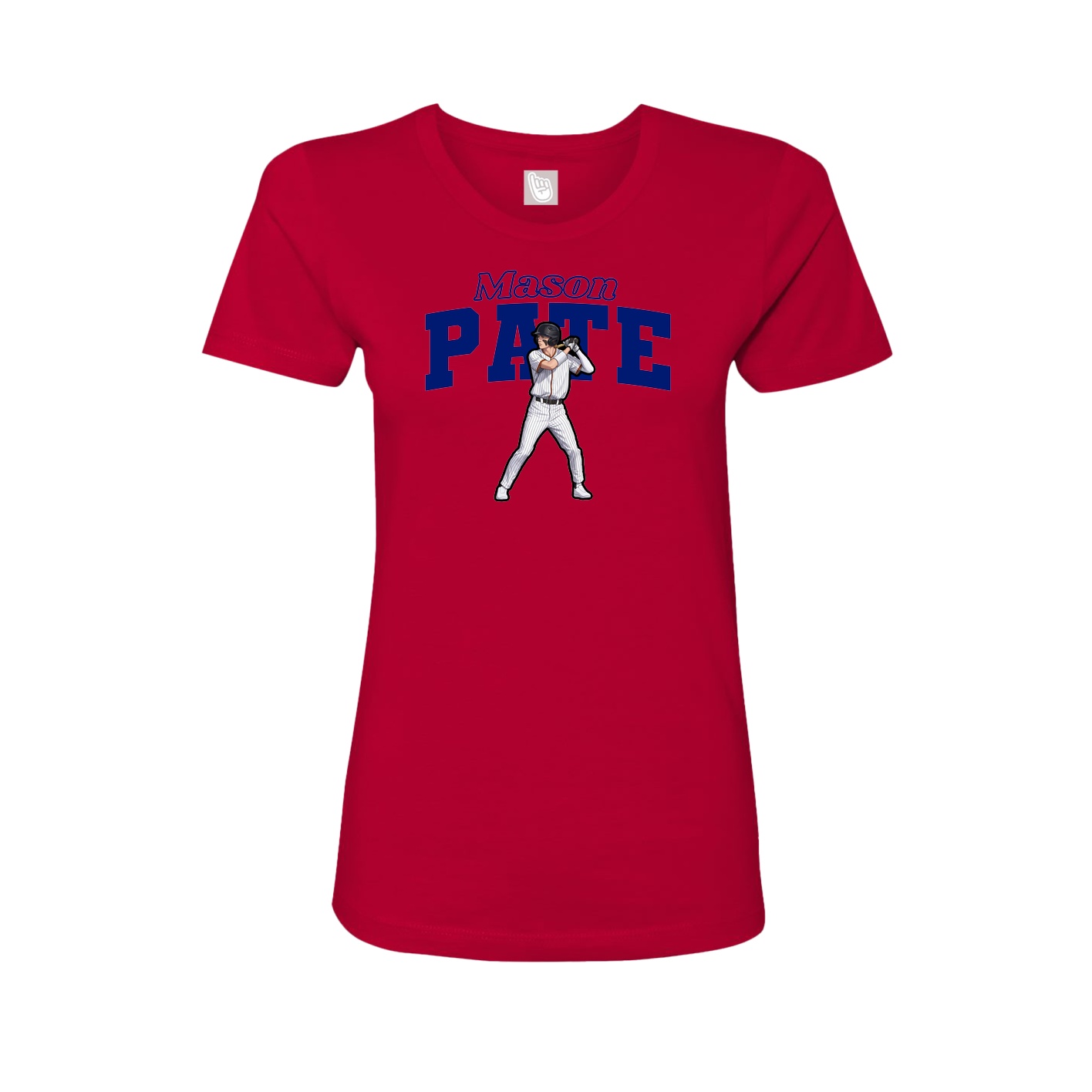Fitted Women's Tee — Name Arch in Red
