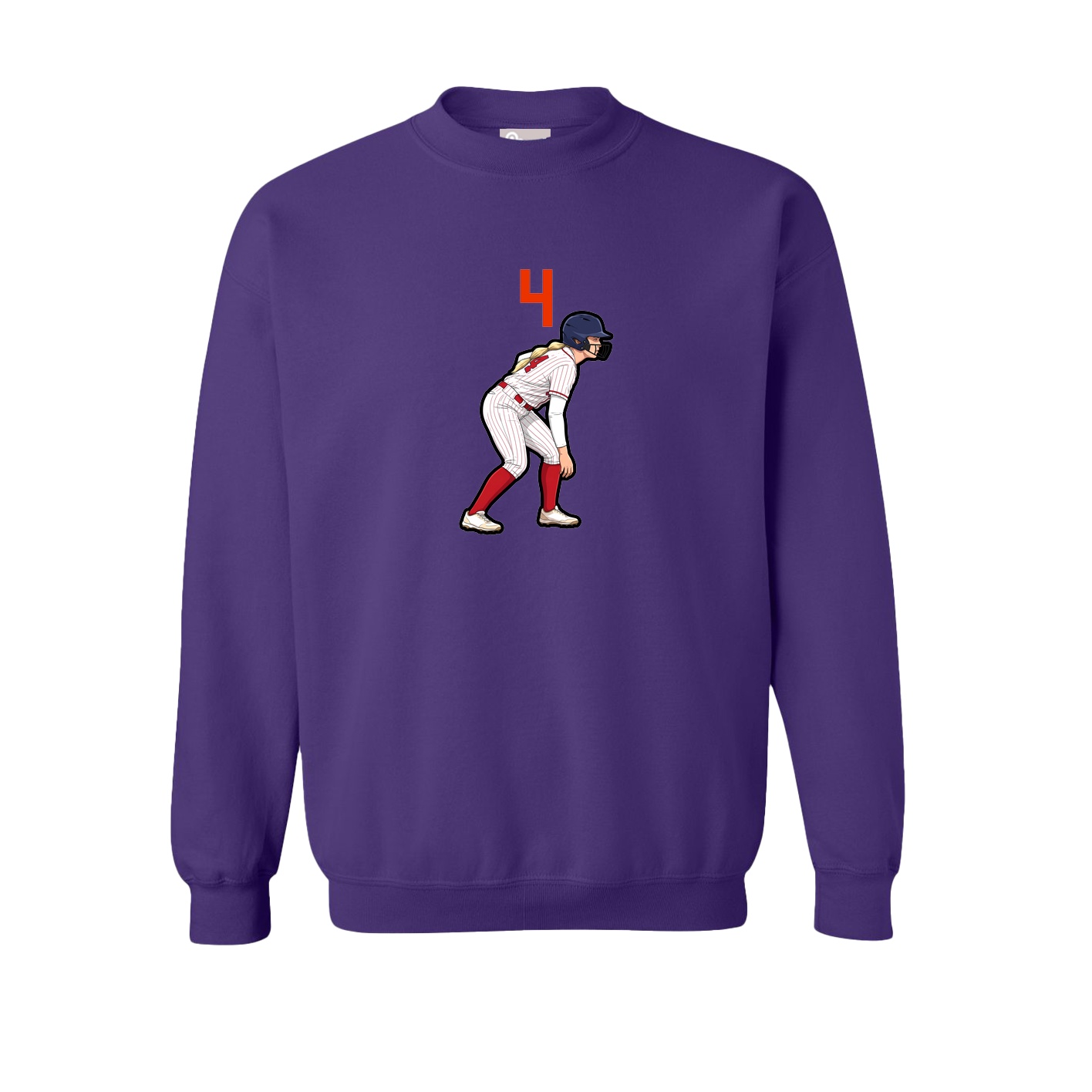 Fleece Crew — Number Top in Purple
