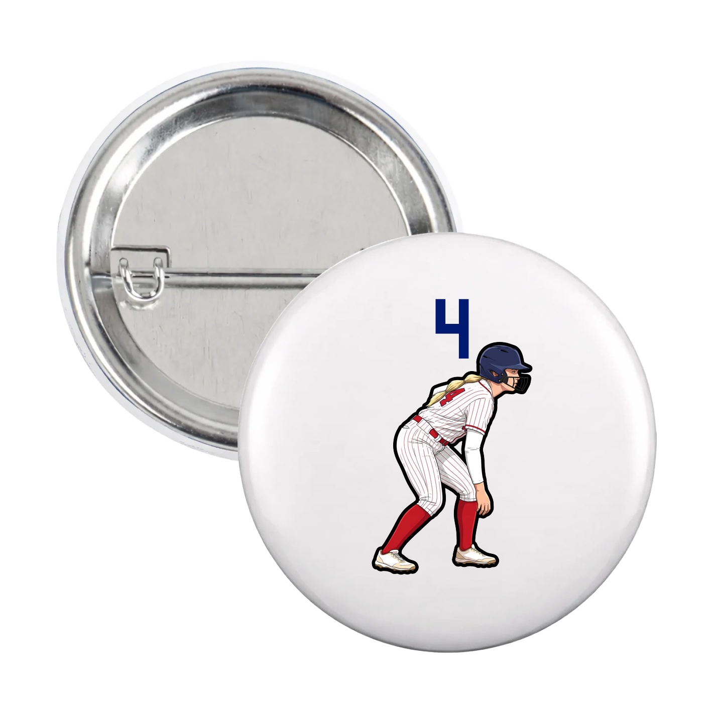 Game Day Button — Number Top in White