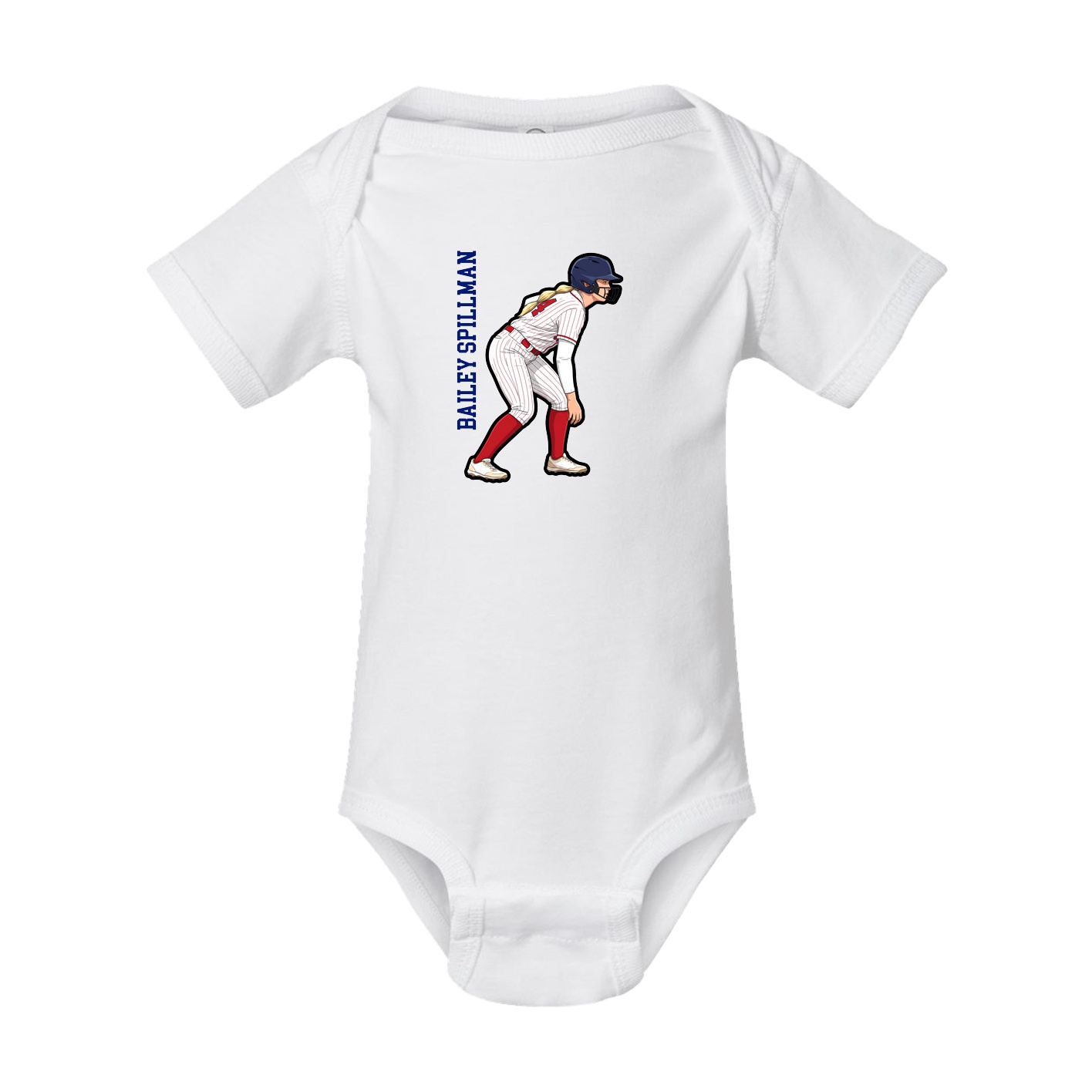 Baby Onesie — Name Vertical in White