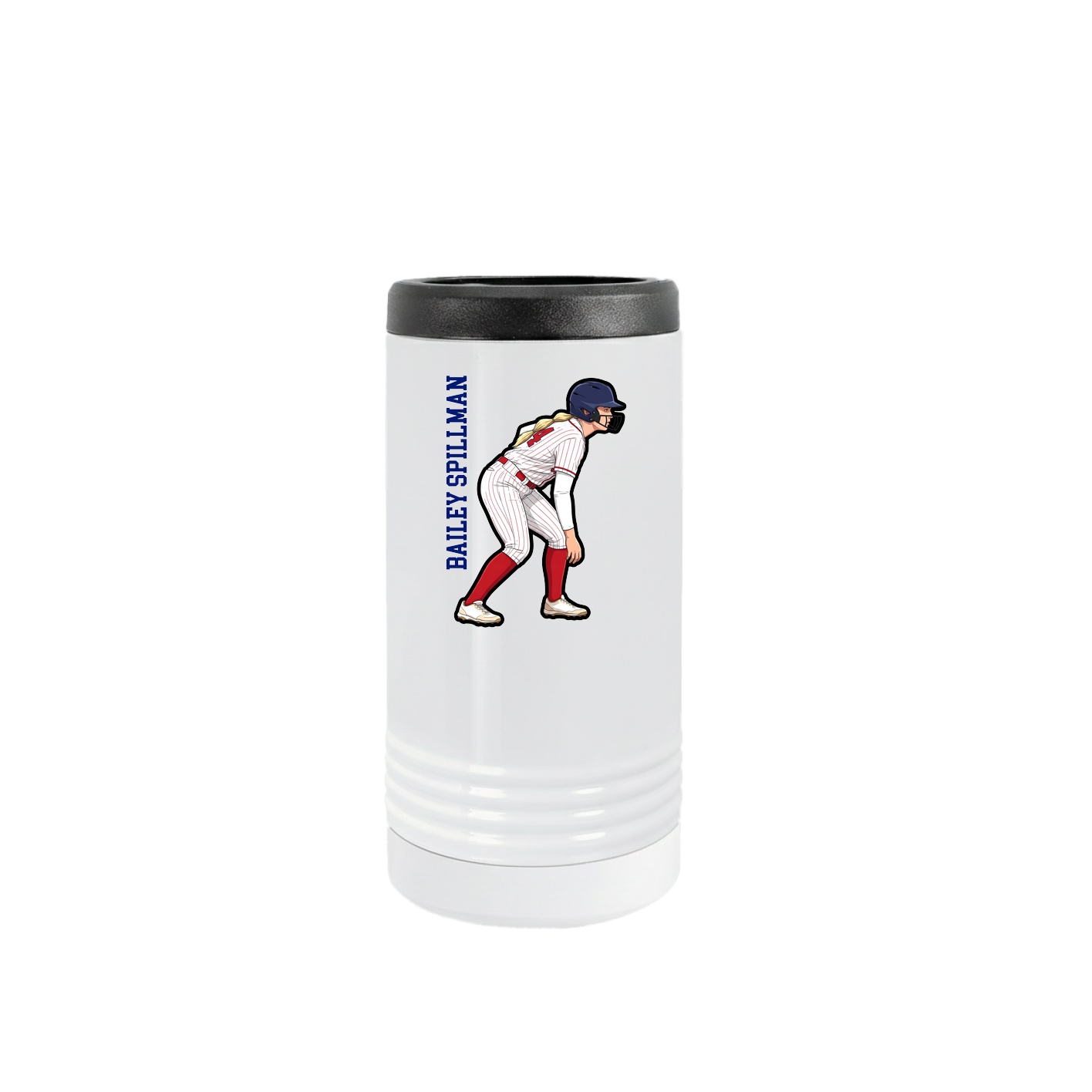 Slim Beverage Holder — Name Vertical in White