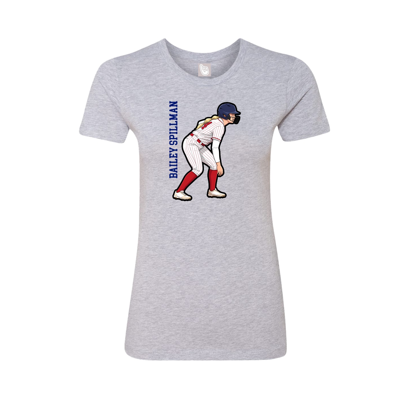 Fitted Women's Tee — Name Vertical in Grey