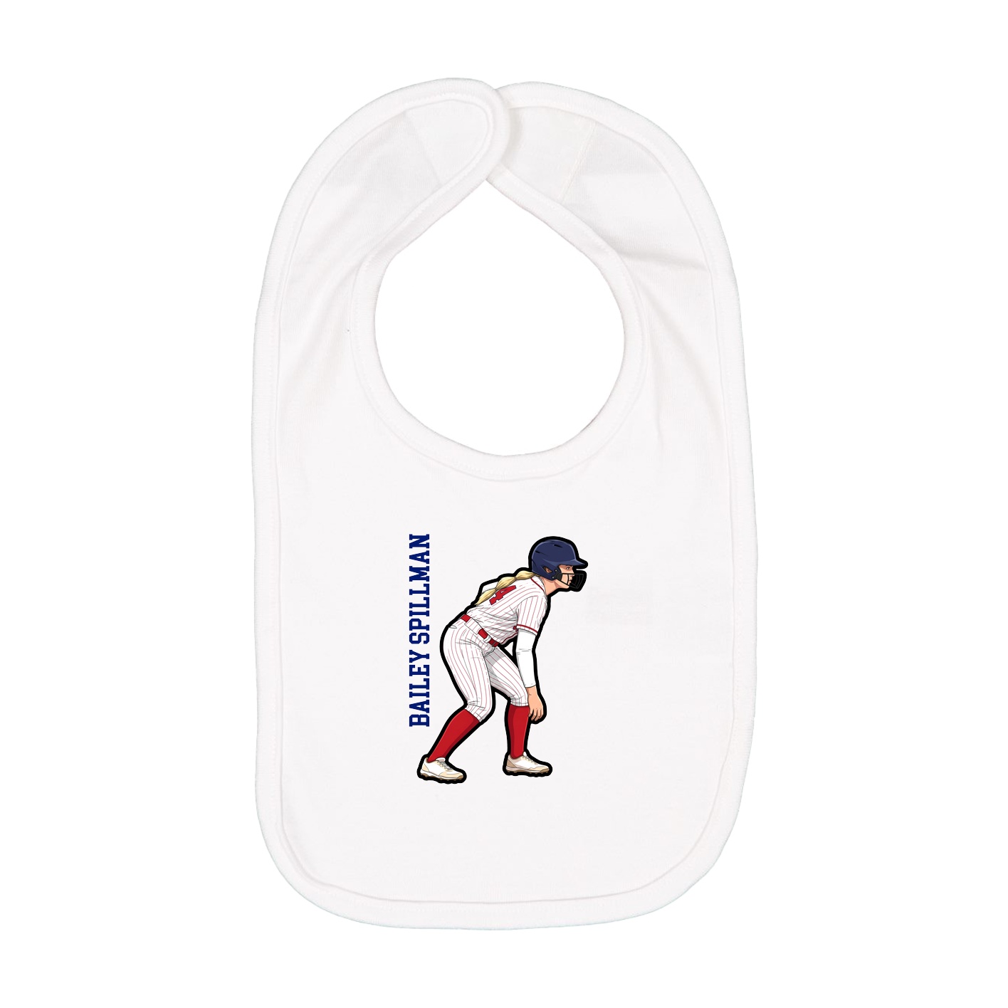 Infant Bib — Name Vertical in White