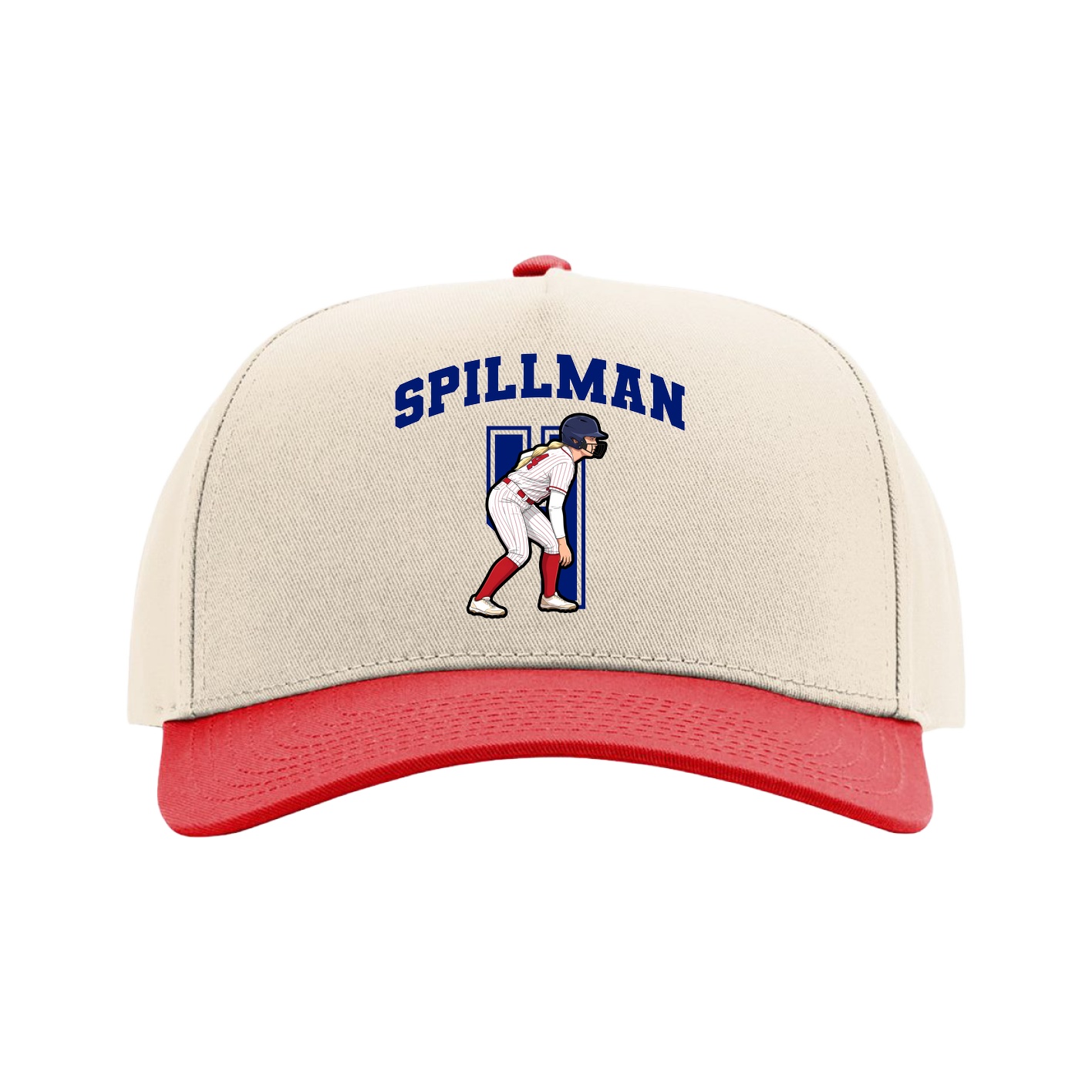 Full Fabric Five-Panel Champ Cap — Number in Cream/Red