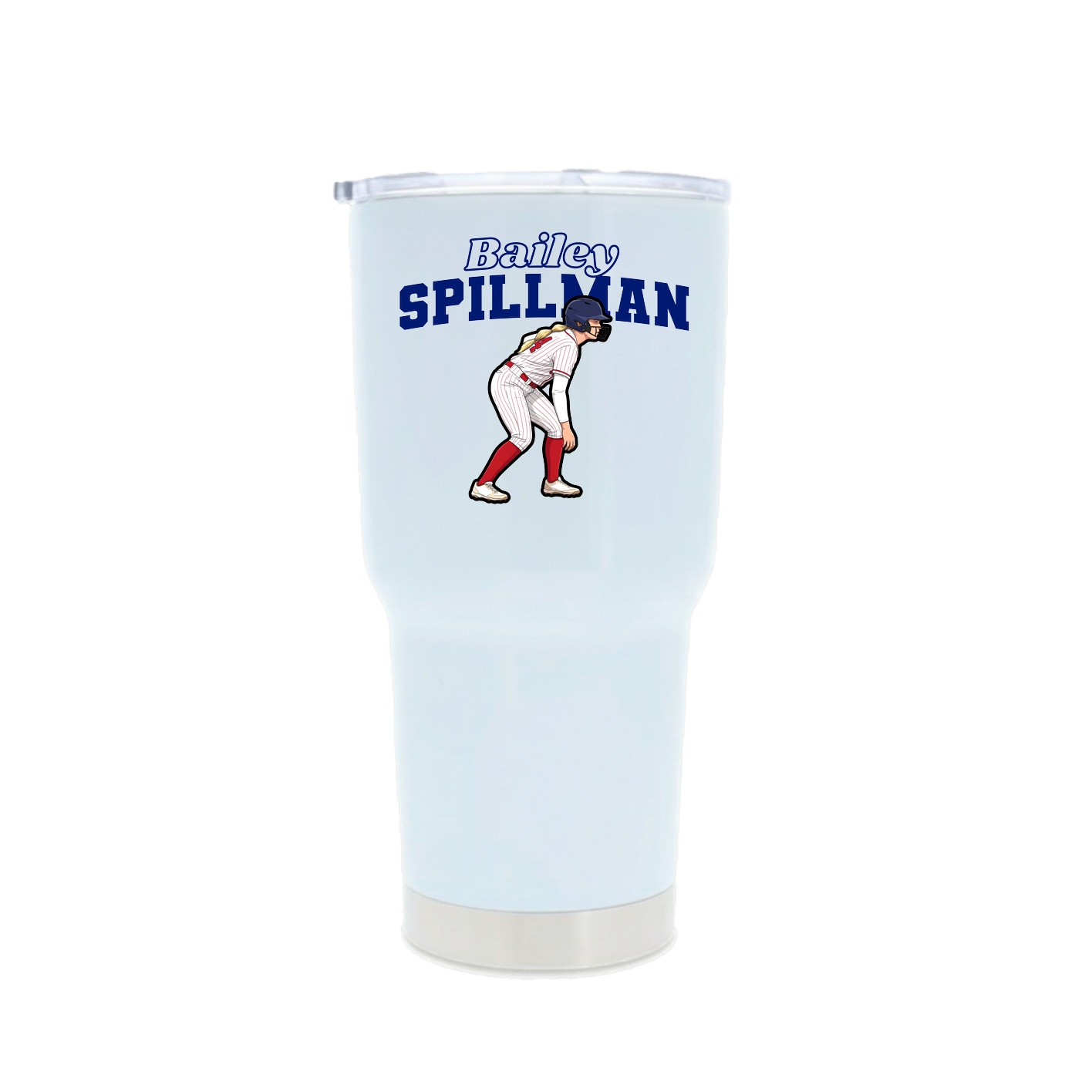 30oz Stainless Steel Tumbler — Name Arch in White
