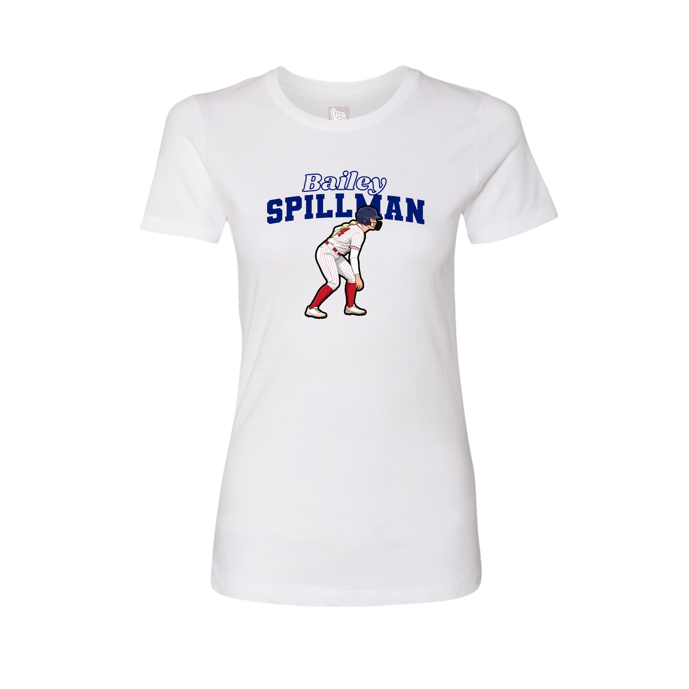 Fitted Women's Tee — Name Arch in White