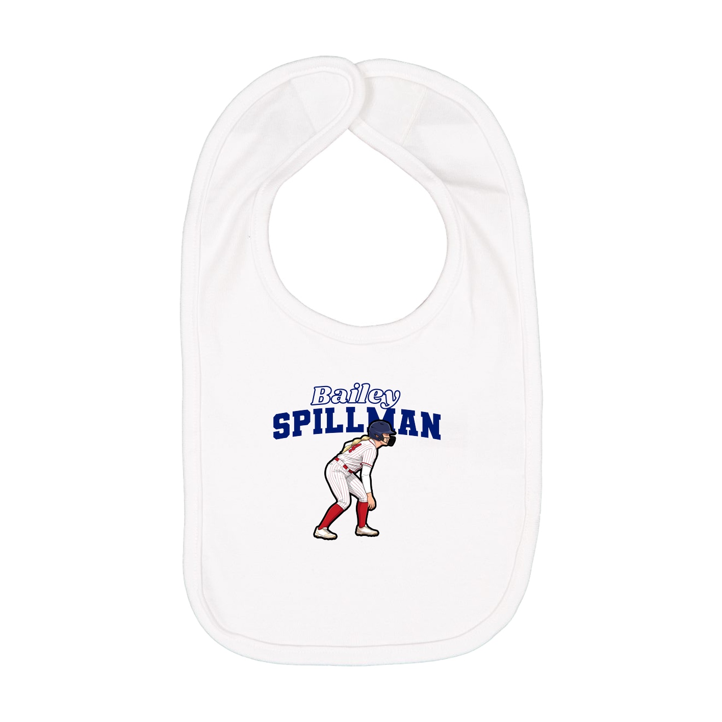 Infant Bib — Name Arch in White