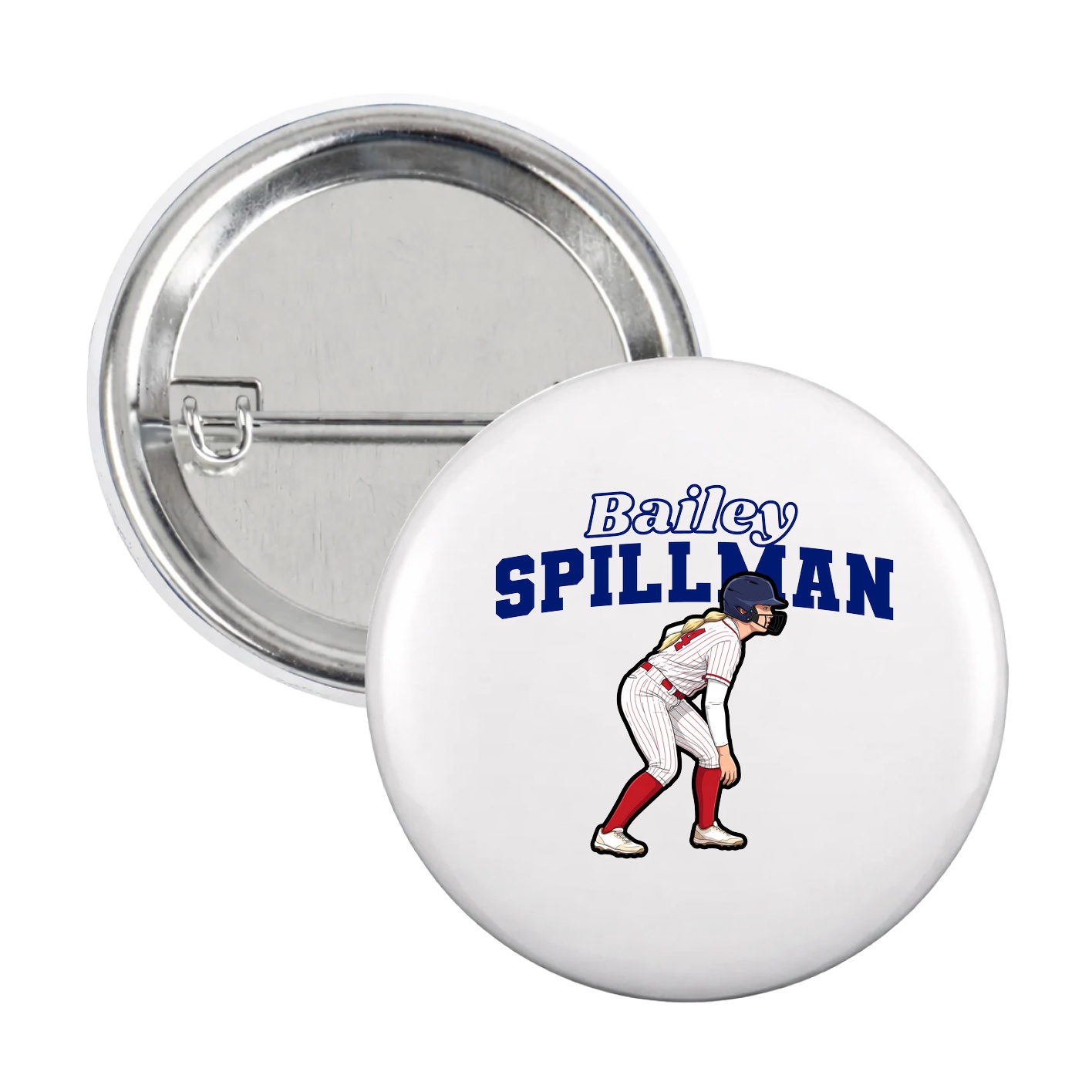Game Day Button — Name Arch in White