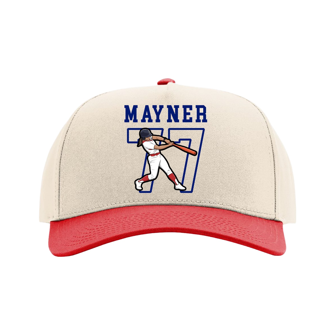 Full Fabric Five-Panel Champ Cap — Shirsey in Cream/Red