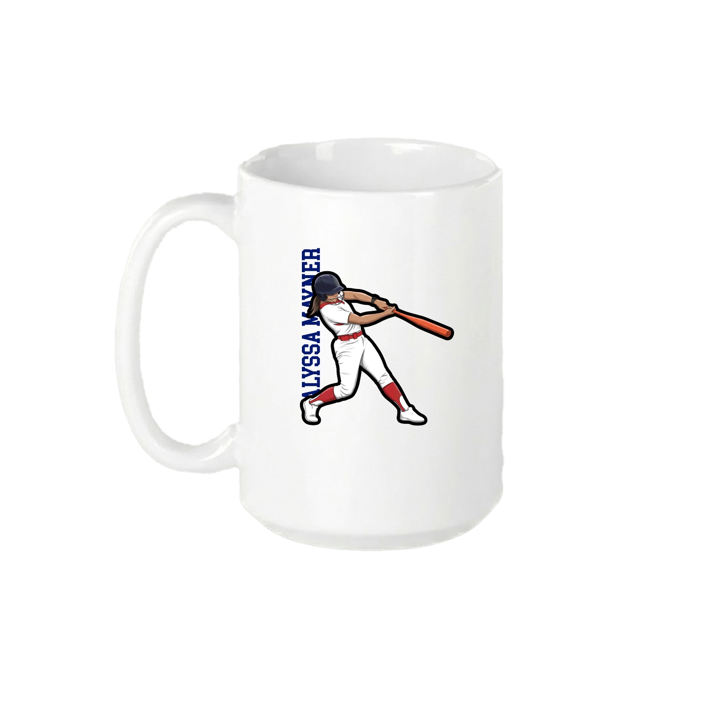 15oz Coffee Mug — Name Vertical in White