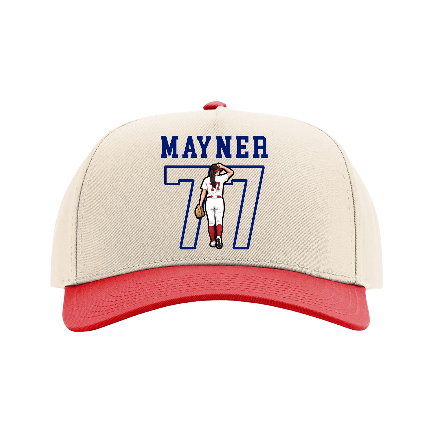 Full Fabric Five-Panel Champ Cap — Shirsey in Cream/Red