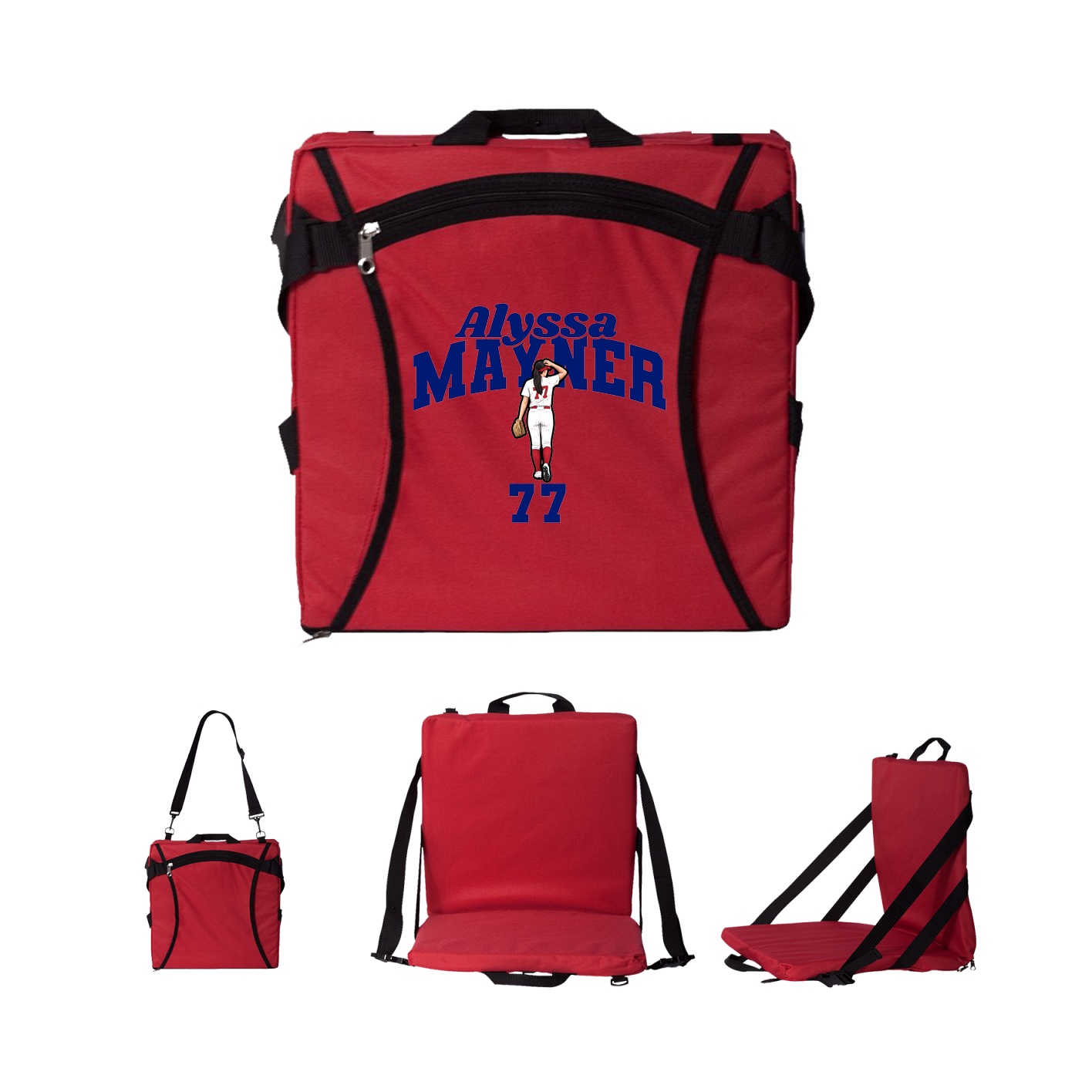 Folding Stadium Seat — Signature Arch in Red