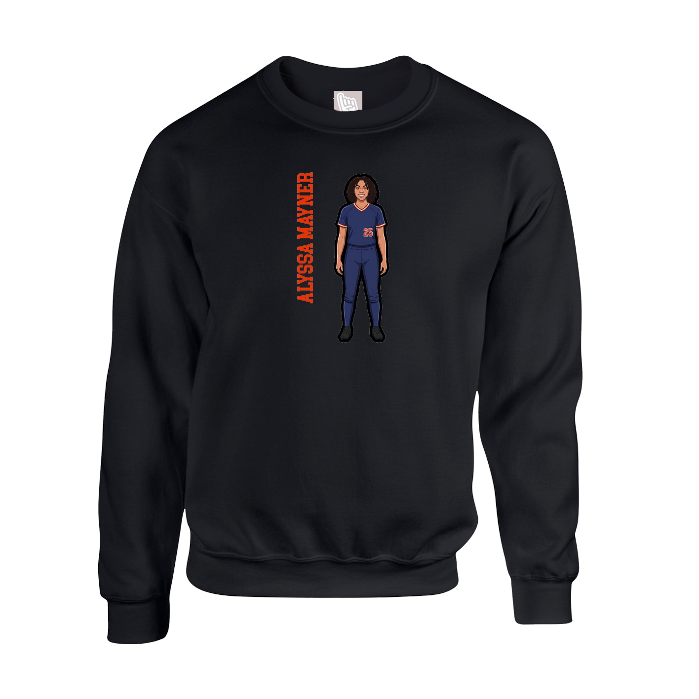 Fleece Crew — Name Vertical in Black