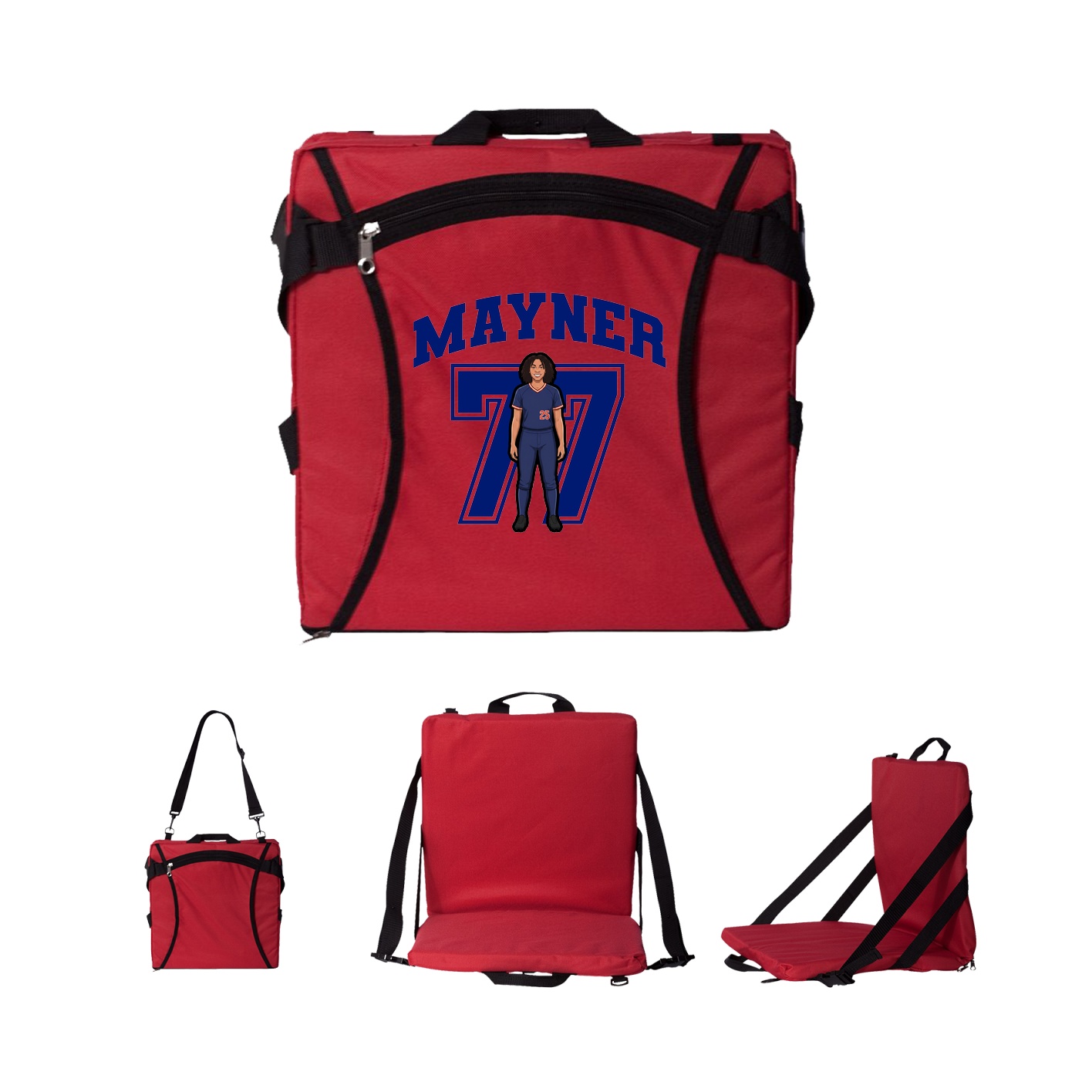 Folding Stadium Seat — Number in Red