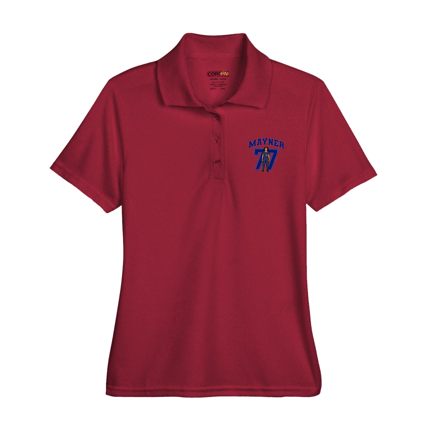 Womens Performance Polo — Number in Red