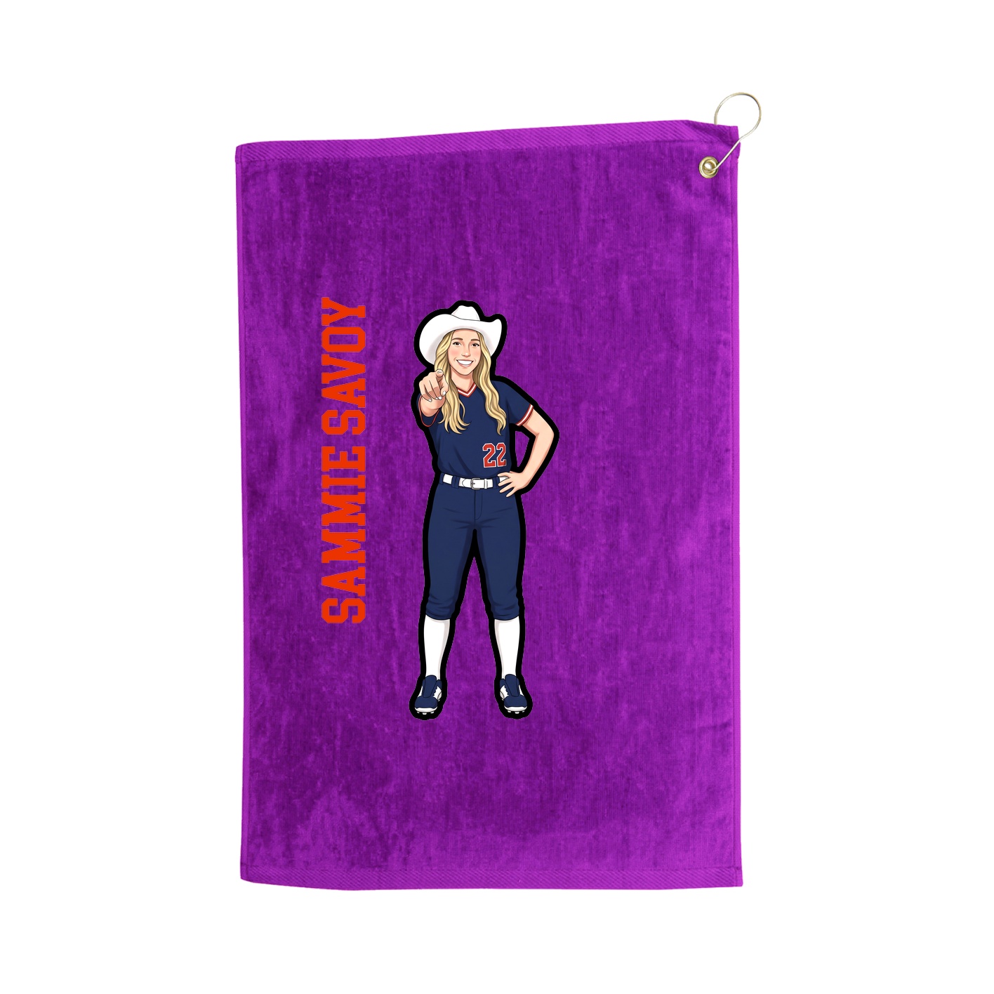 Golf Towel — Name Vertical in Purple
