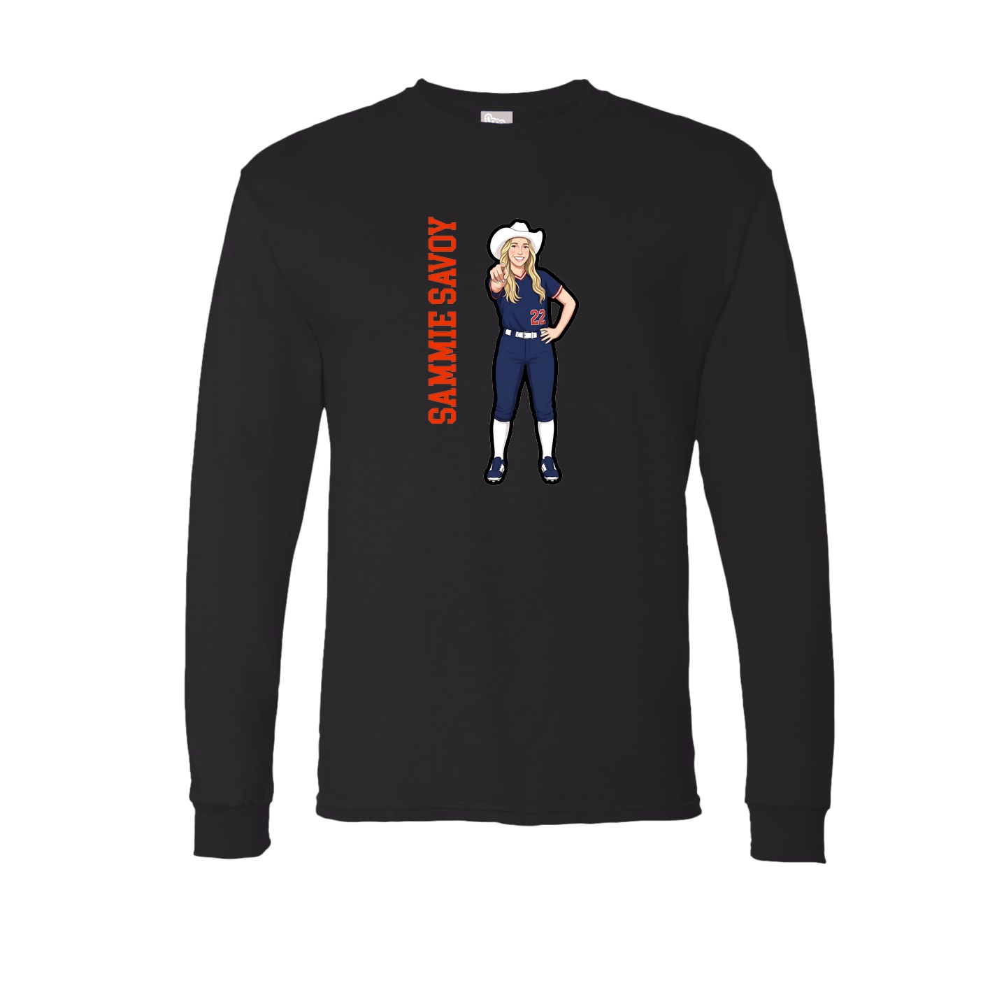 Long Sleeve Tee — Name Vertical in Black