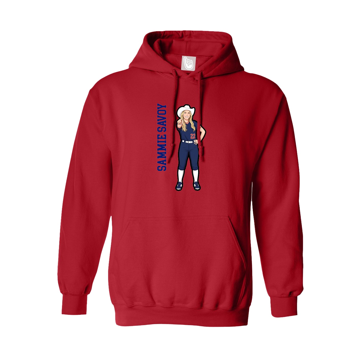 Youth Hoodie — Name Vertical in Red