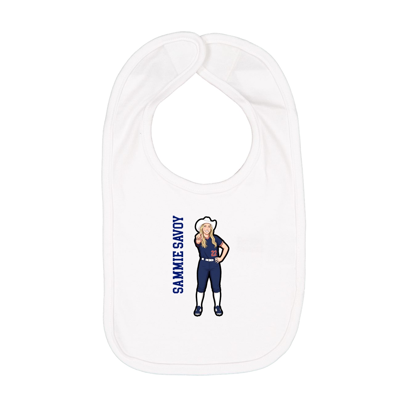 Infant Bib — Name Vertical in White