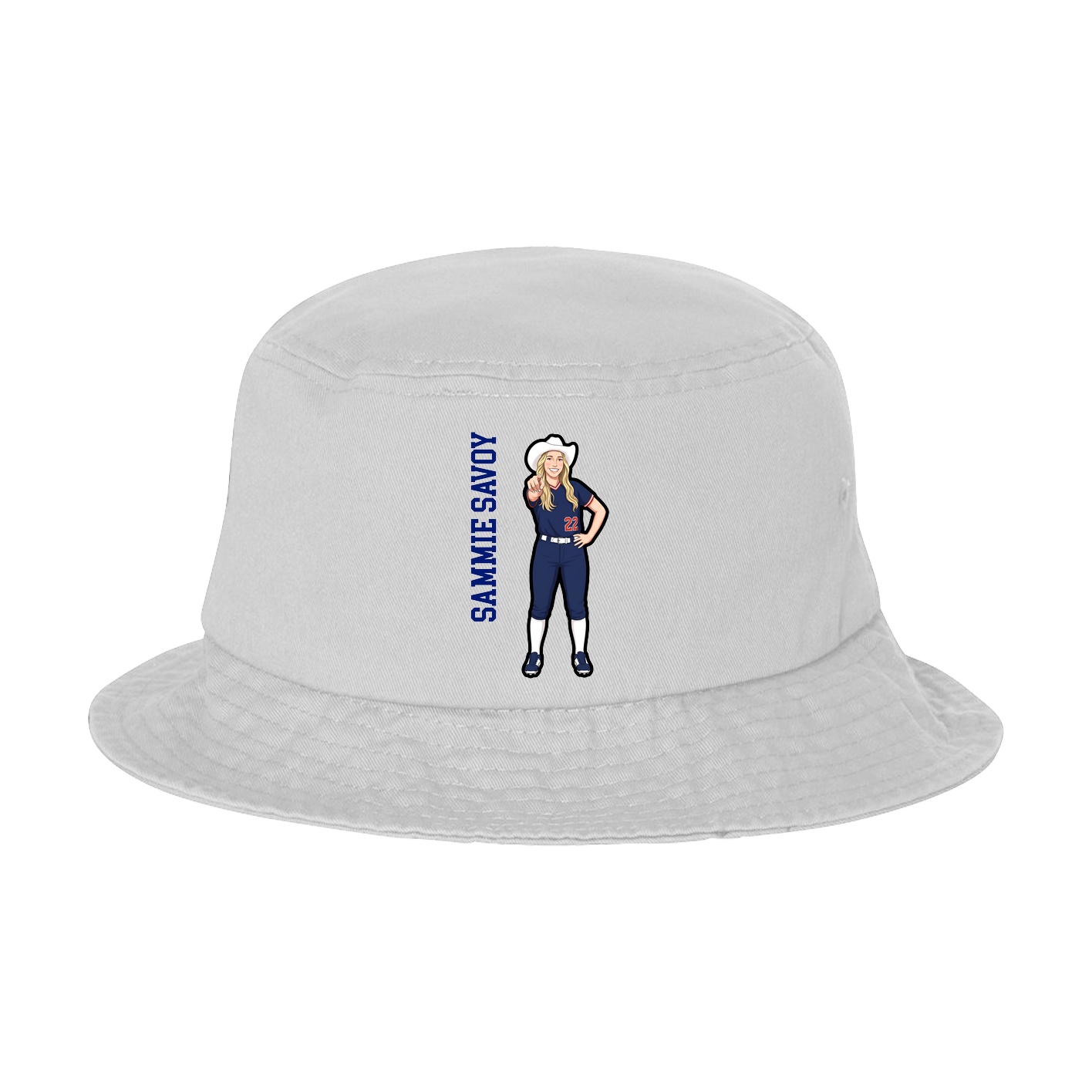 Bucket Cap — Name Vertical in White