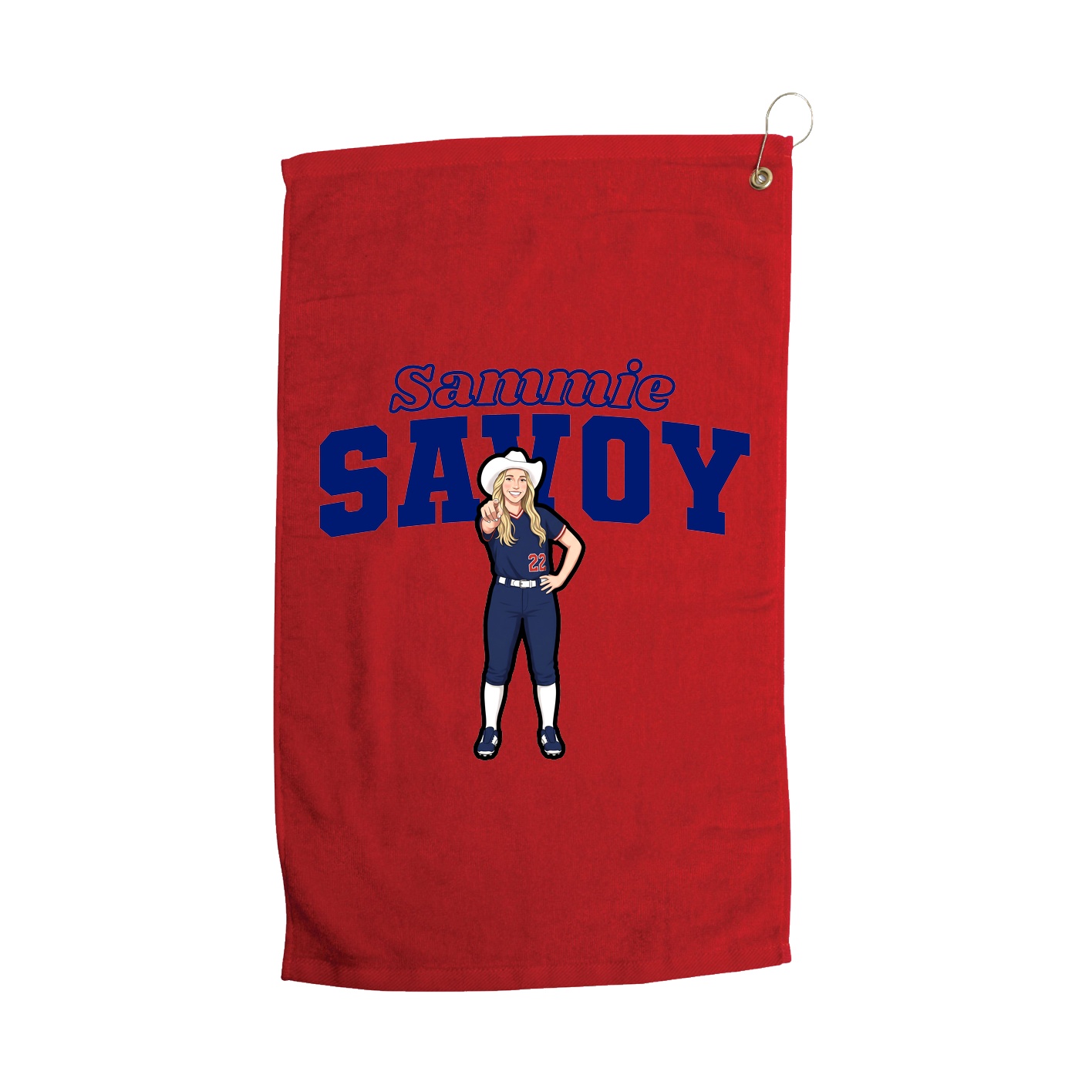 Golf Towel — Name Arch in Red