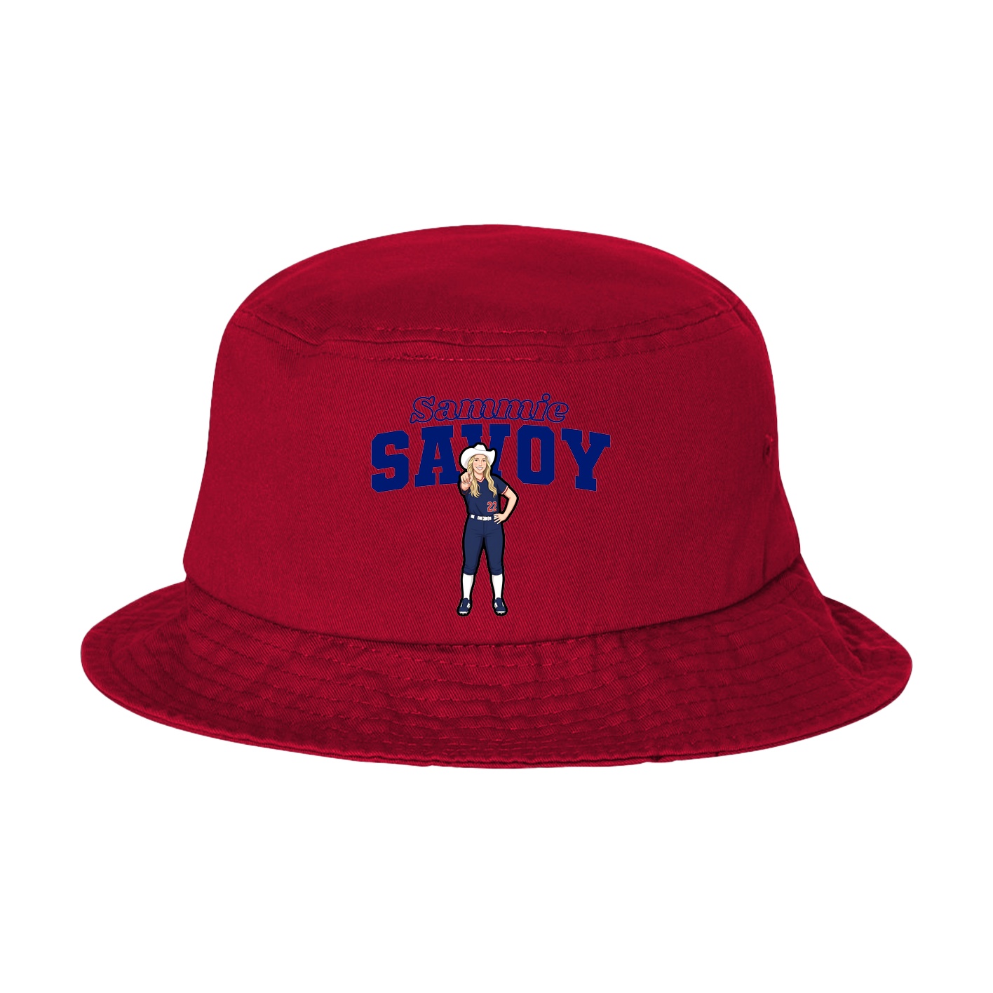 Bucket Cap — Name Arch in Red