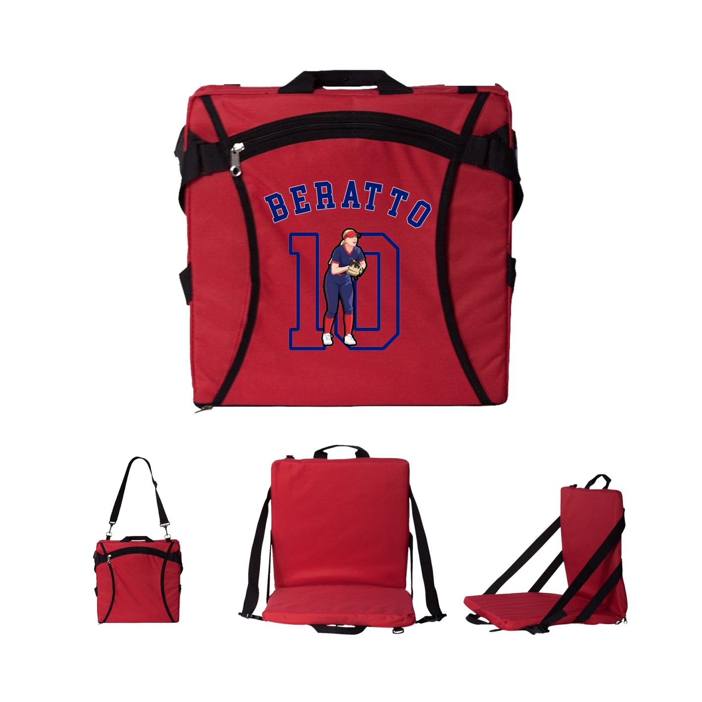 Folding Stadium Seat — Shirsey Arch in Red